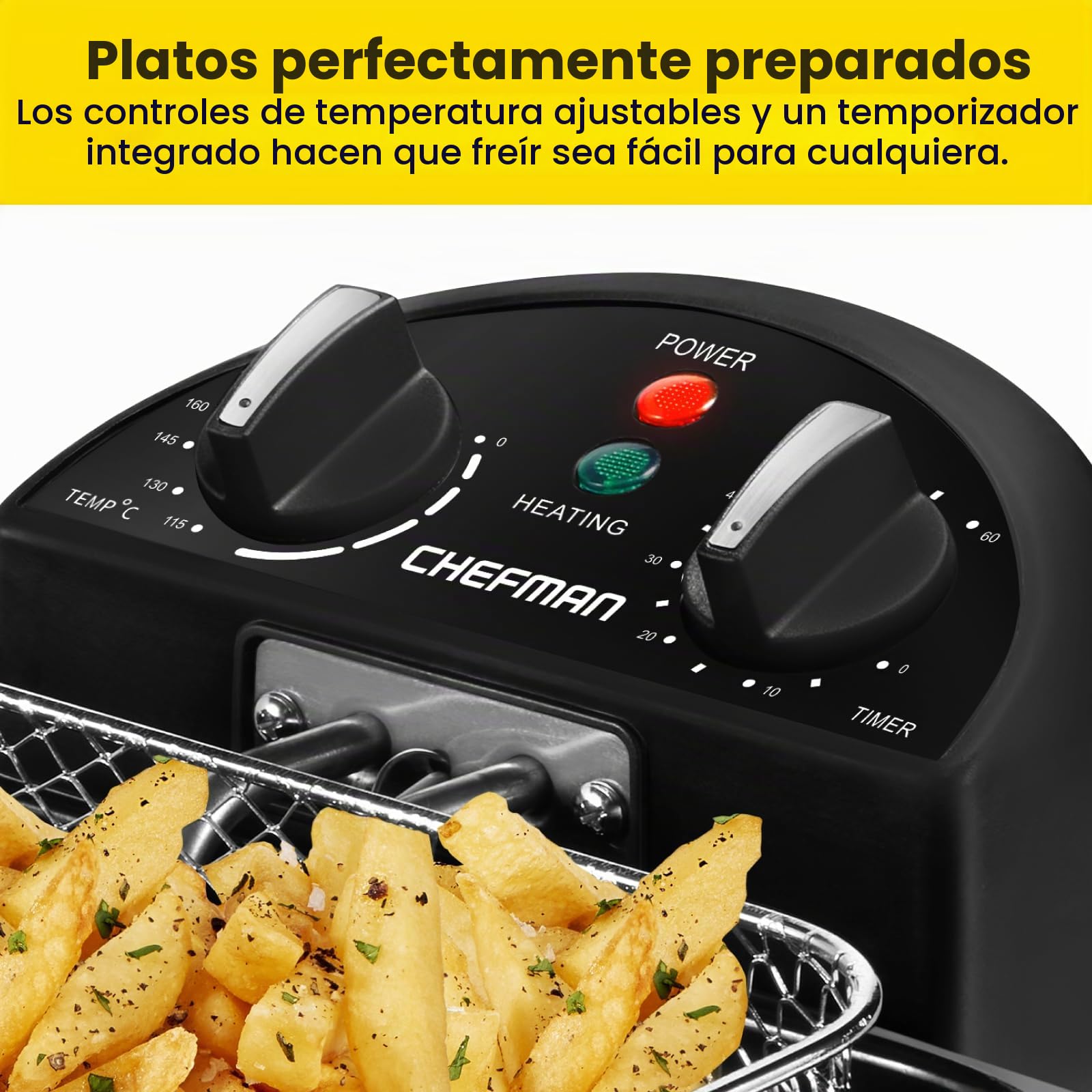 Chefman 4.5 Litre Deep Fryer with Basket for Home Use, XL Jumbo Size Fry Basket Strainer, Adjustable Temperature & Timer Fish Fryer, Chicken Fryer, French Fry Maker, Gifts for Cooks, Stainless Steel
