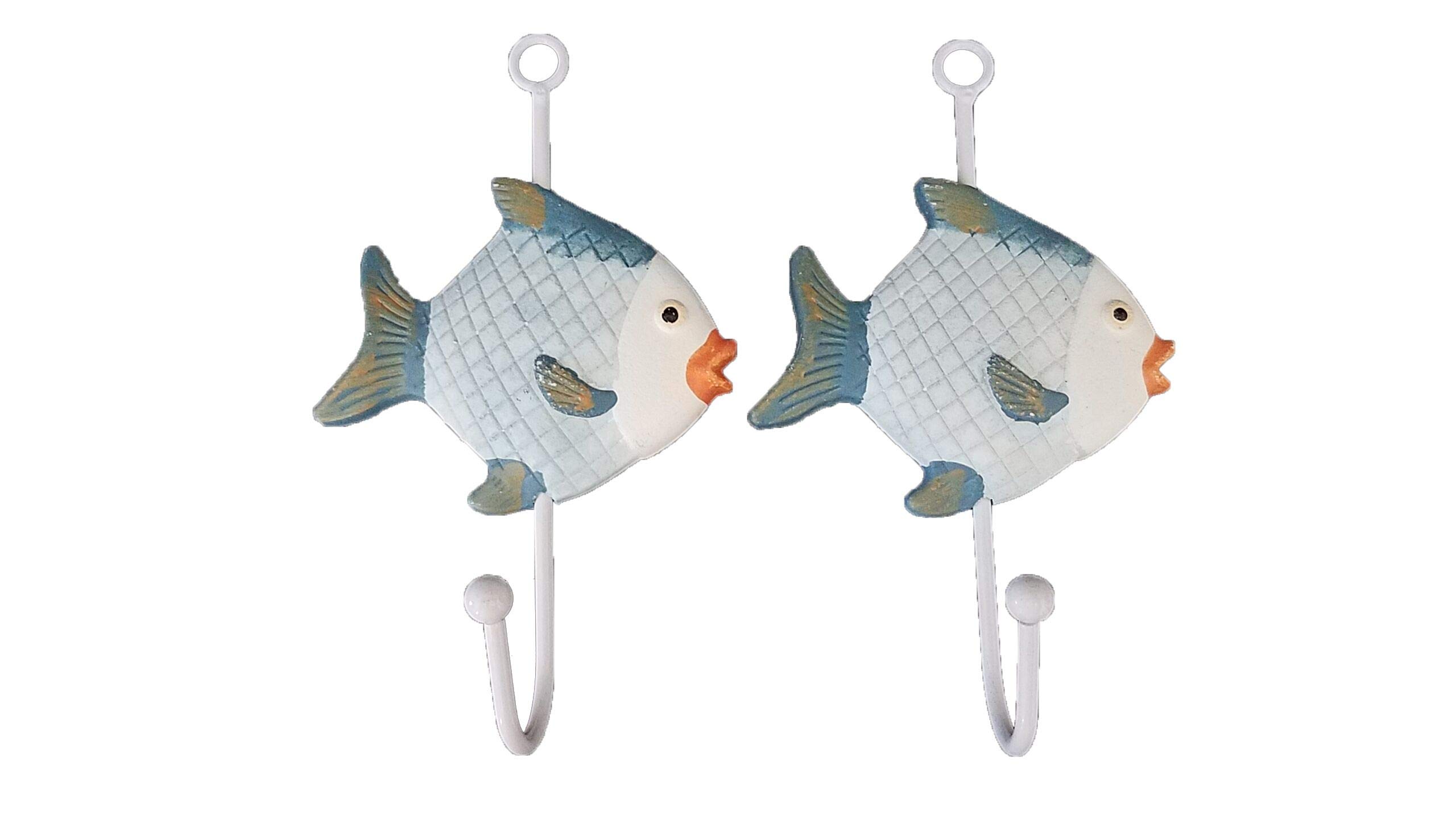 Awesome Set of (2) Unique Nautical Fish Wall Decor Hangers!