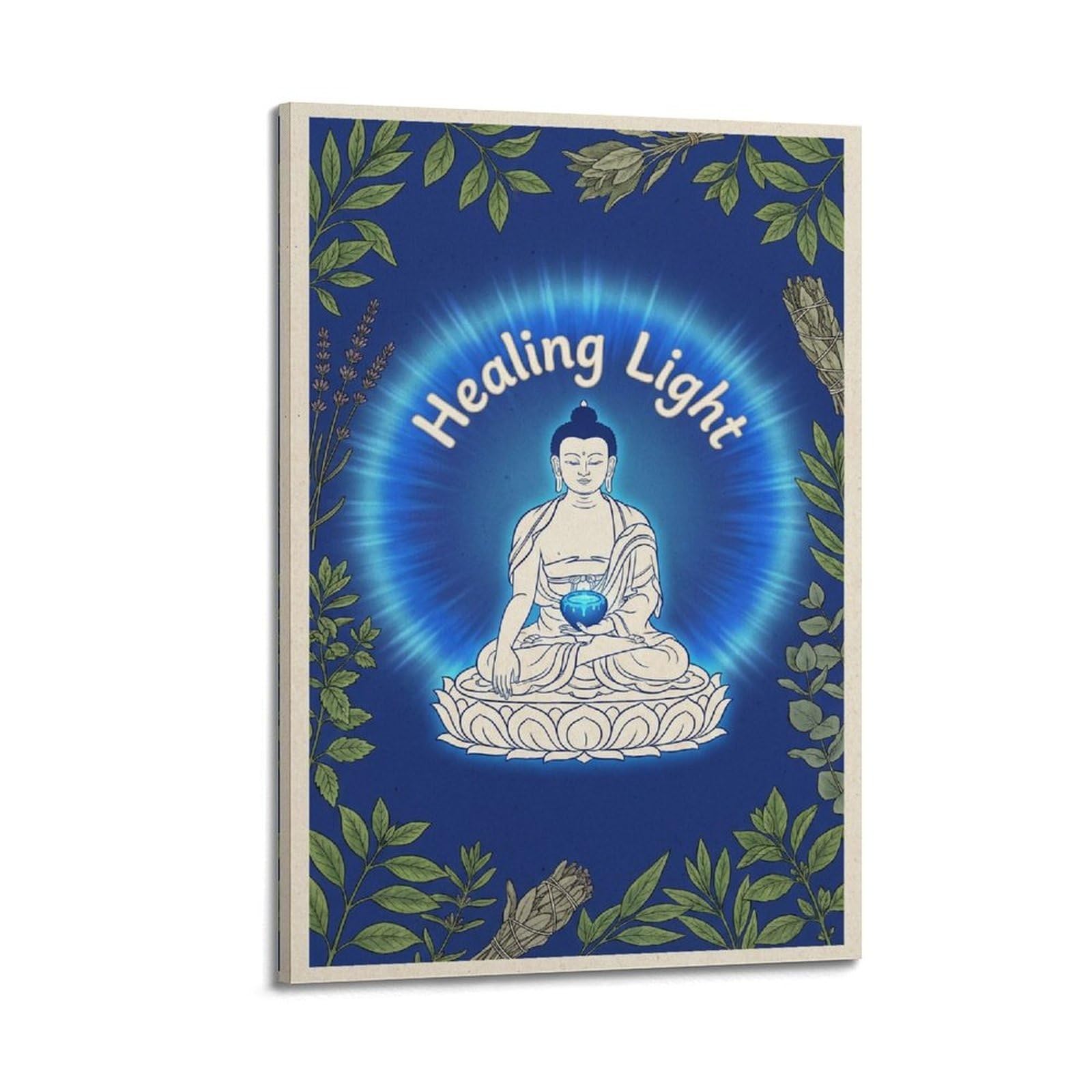 XKUGA Medicine Buddha Poster Healing Light Blue Aura Meditation Modern Decorative Canvas Prints - Ideal Wall Art for Family, Man Cave, Game Room, Boys & Girls Bedroom 20x30inch(50x75cm)