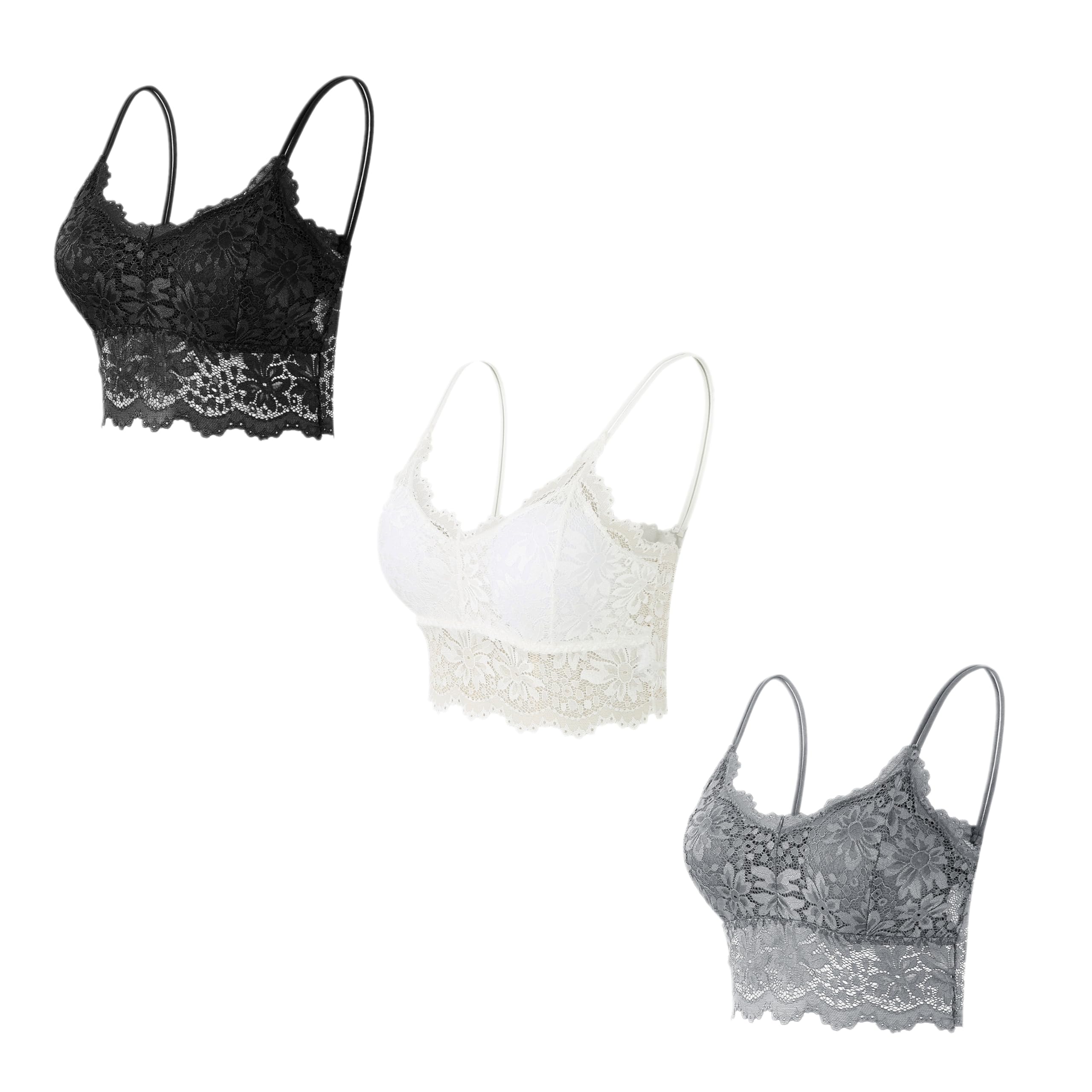 Bralette da donna in pizzo imbottito morbido senza ferretto