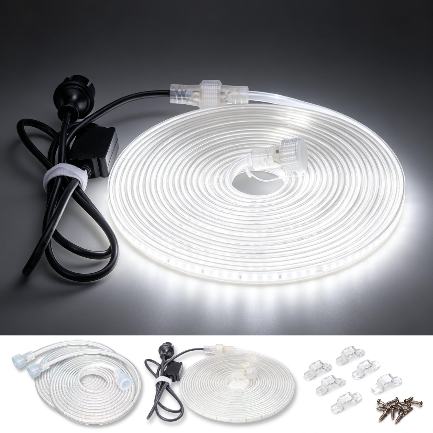 LED Baustrahler,LED streifen,20m,220V,230V,IP54, 6500K,Arbeitsleuchte, led lichtschlauch, Baustellenlampe,Bau,Garage,Garten,Innen und Außen