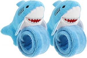 2Pcs Shark Slap Bracelets Plush Slap Bands Children Stuffed Animal Bracelets Blue