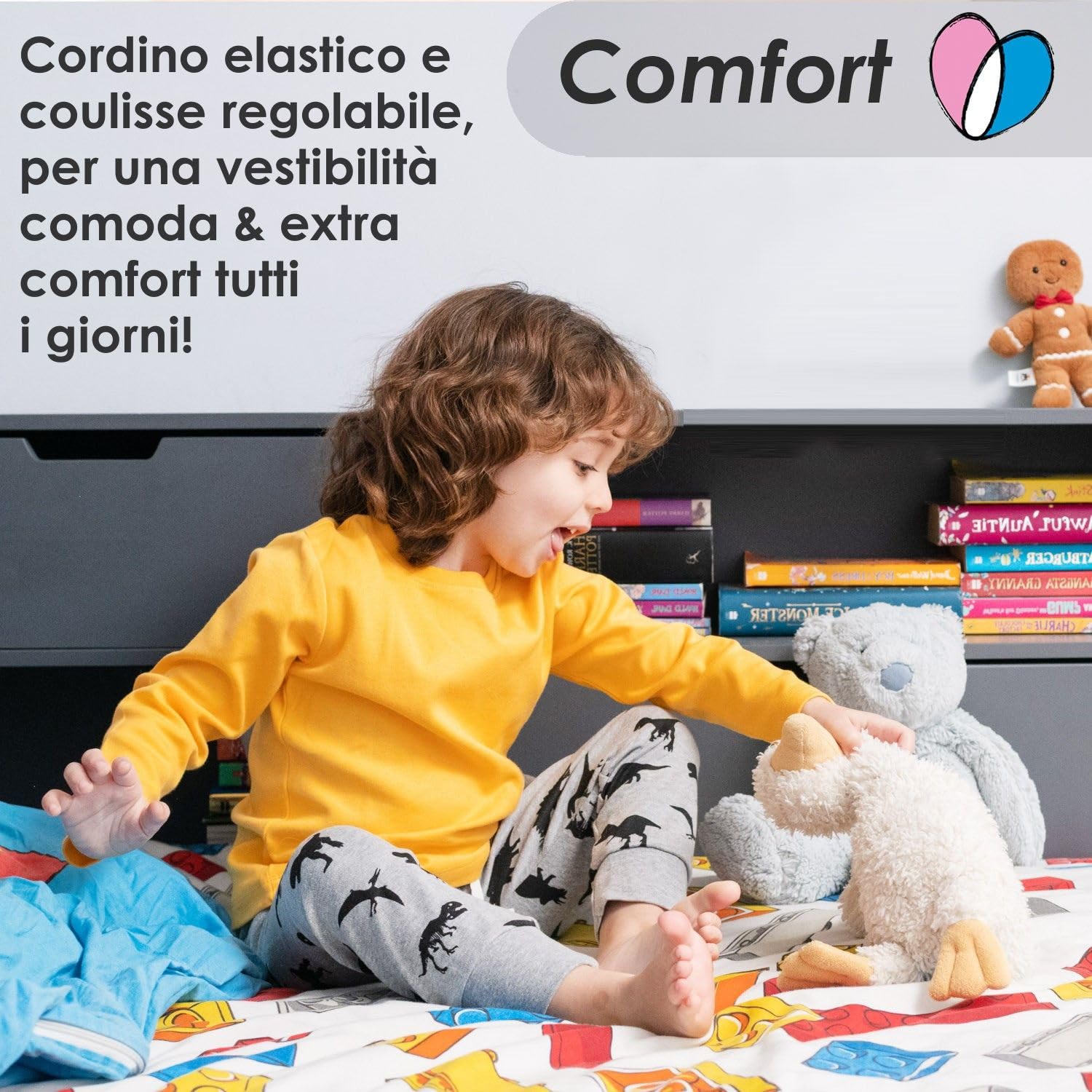 Lovjoy Pantaloni Jogger da Bambini – Pacco da 3 o 4 Colori - 1-4 Anni - qualità, Comfort, 100% Cotone con Elastico e Coulisse Regolabile