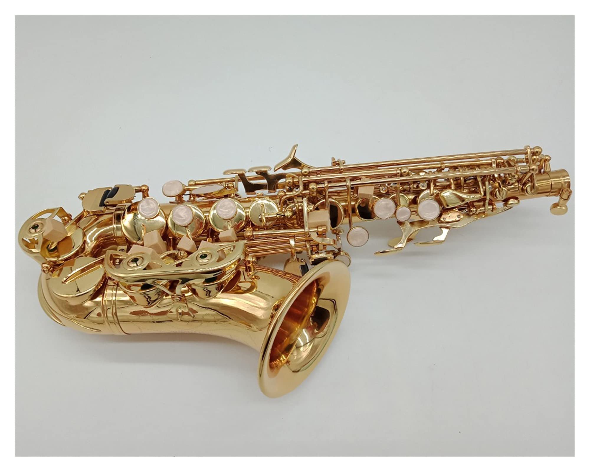 Laccato in Oro Curvo Soprano Sax Bocchino Reeds Collo Accessori per Strumenti Musicali Tipo Chiave Strumento a Fiato
