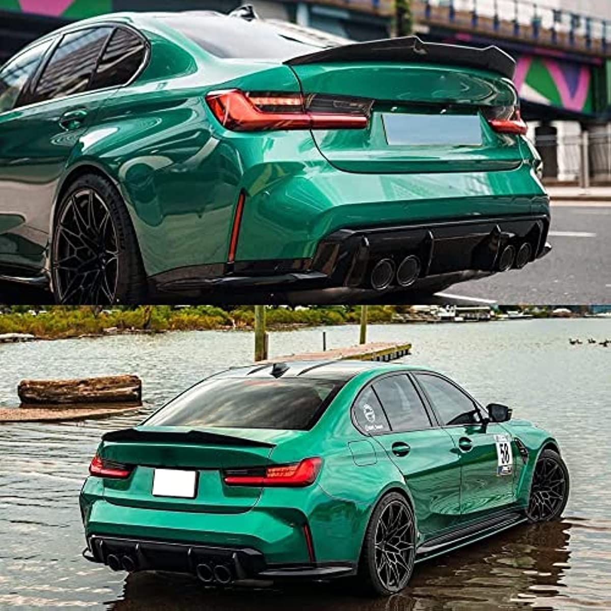 Heckspoiler für BMW G80 M3 2019-2022, Auto-Spoiler Kofferraumspoiler Kratzfeste Bodykits, Heckflügel Heckspoiler Kofferraumdeckel Dachflügel Lippe Dachspoiler