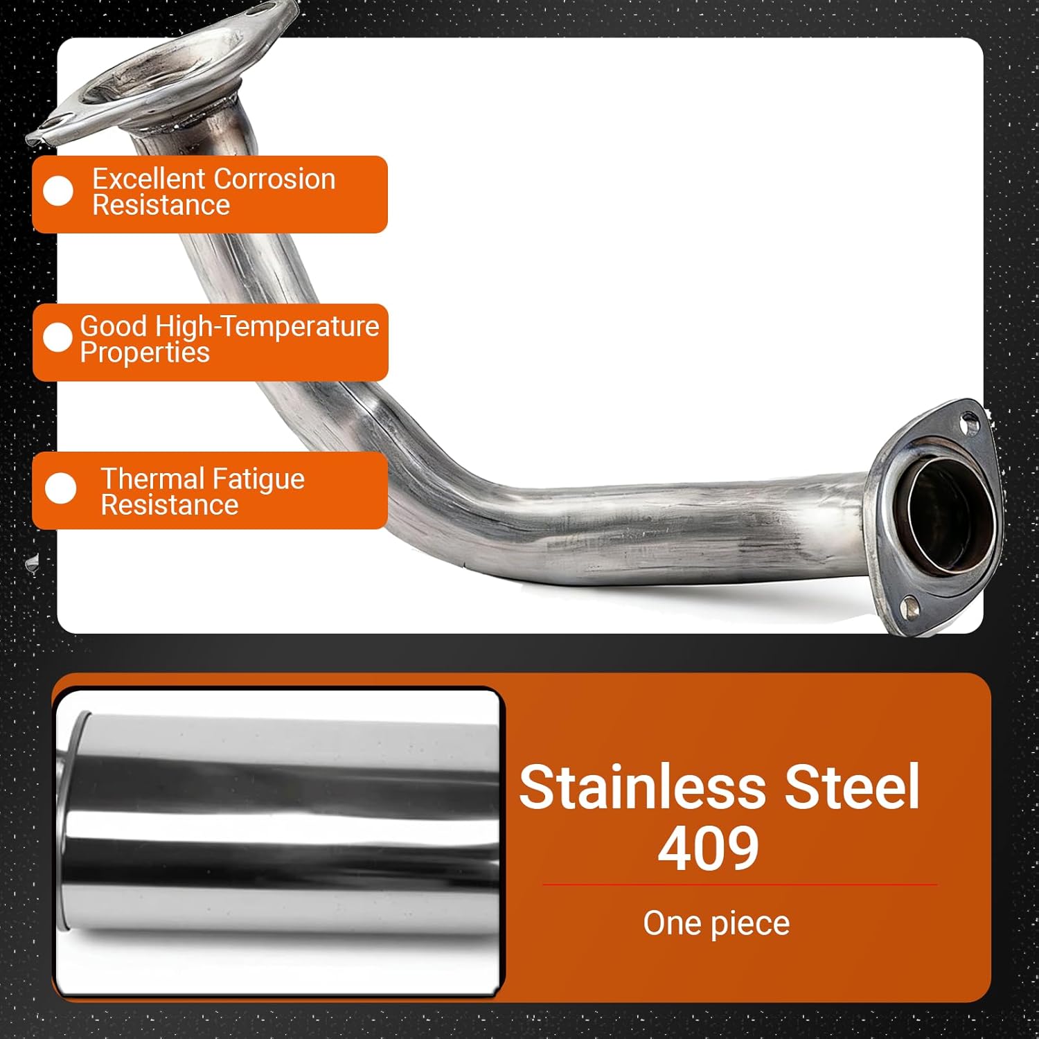 100% Stainless Steel Front Exhaust Pipe Direct Fit OEM Style Pipes Compatible with 2013-2018 Toyota RAV4 2.5L OEM Number #17401-36010#17401-0V060 52592