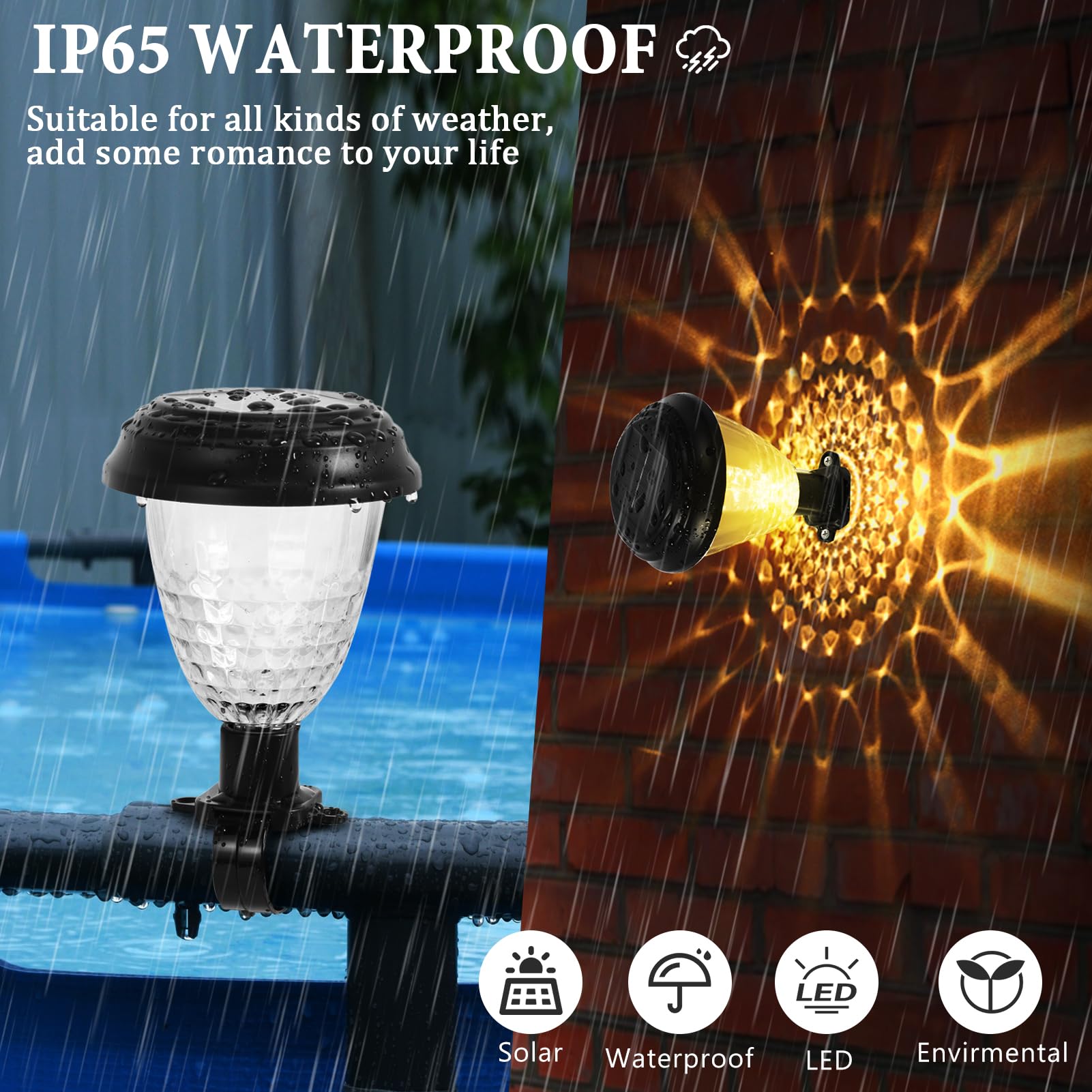 8 Stück Solar-Poolleuchten für oberirdische Pools, IP65 wasserdichte LED-Solarladung und automatische Lichter in der Nacht, unverzichtbares Zubehör für Sommer-Hinterhof-Zaun, Schwimmbad-Umzäunung