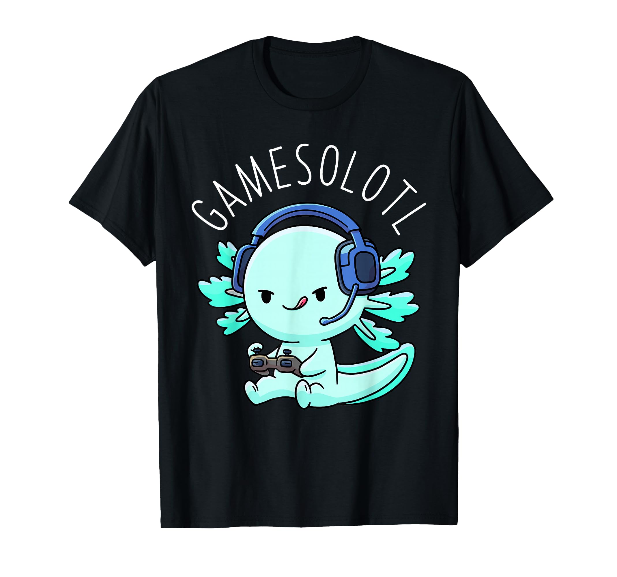 Gamesolotl Axolotl Gamer Anime Gifts Kawaii Boys Girls T-Shirt Small