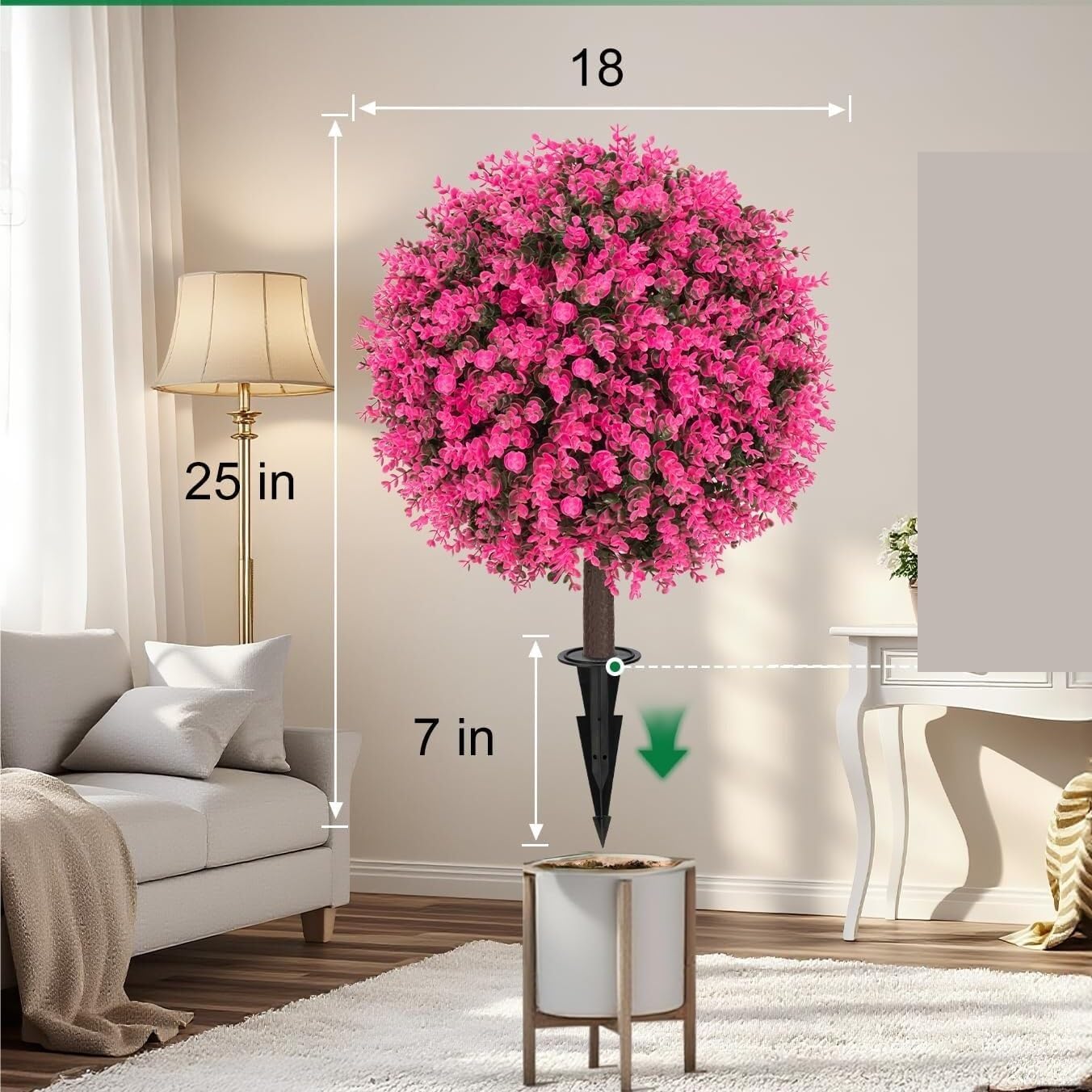 Artificial Boxwood Spherical Shrubs, with Ground Stakes, UV Resistant, for Garden and Courtyard Decoration(Red)