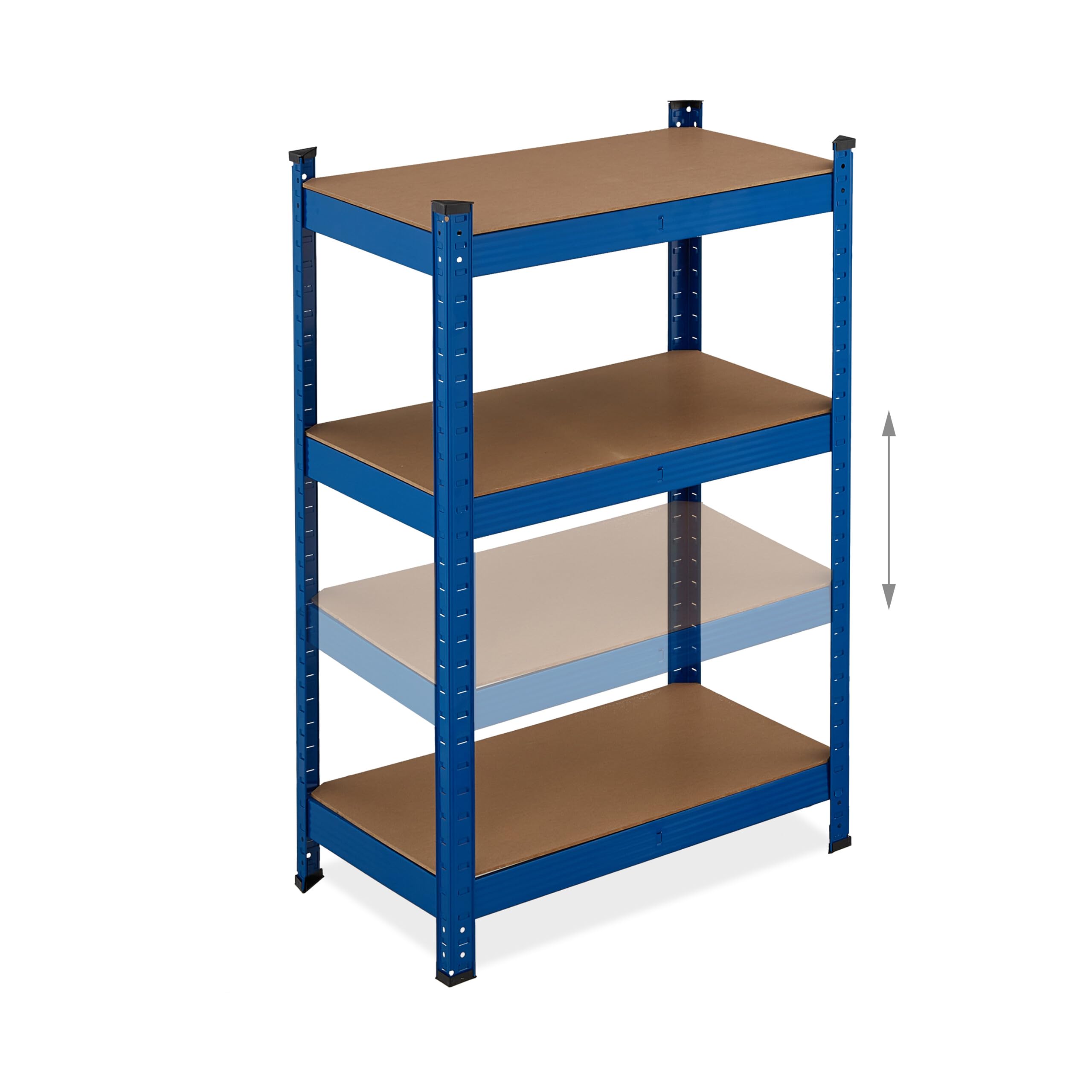 Relaxdays Regał do dużych obciążeń, HBT 180 x 70 x 45 cm, 500 kg, stal i MDF, 5 poziomów, regał magazynowy do wtyku, piwnicy, garażu, niebieski