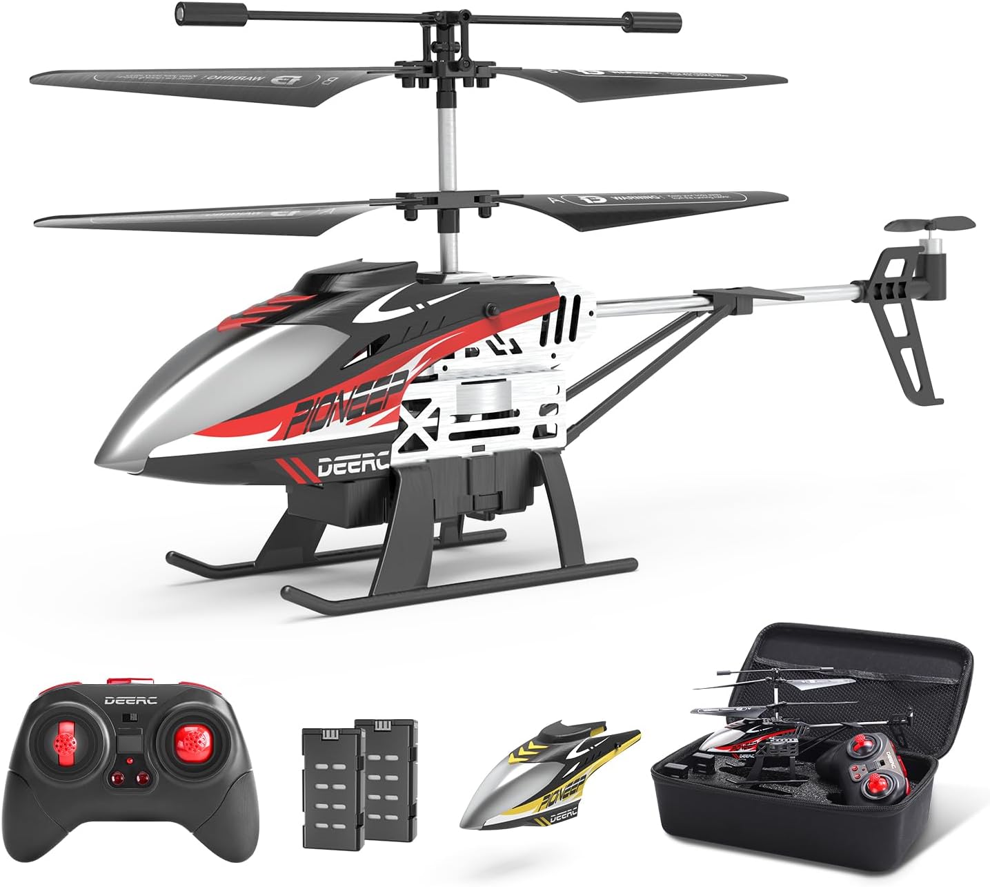 DE52 Remote Control Helicopter,Altitude Hold RC Helicopters with Storage Case Extra Shell,2.4GHz Aircraft Indoor Flying Toy with High&Low Speed Mode,2 Modular Battery for 24 Min Play Boys Girls