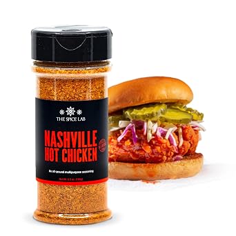 The Spice Lab Nashville Hot Chicken Seasoning - All Purpose Spicy Dry Rub for Chicken Wing Dust Seasoning - Gluten Free & Kosher Southern Flavor 6.5 oz Shaker 7106