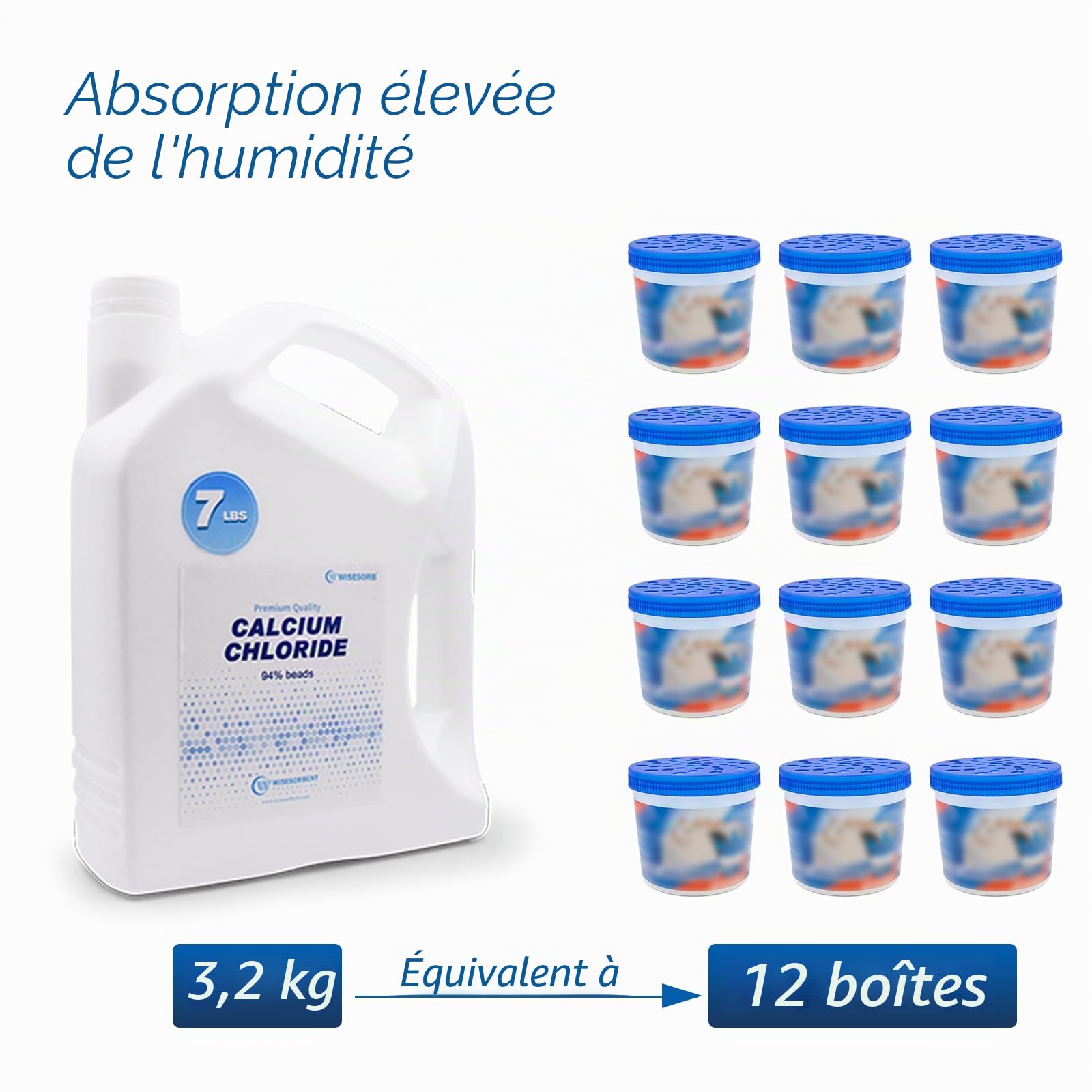 WiseSorb - 3,18 kg Billes de Chlorure de Calcium – Absorbeur d’Humidité Réutilisable, Sans Parfum, Protection Anti-Humidité pour Maison, Placards, Armoires et Stockage