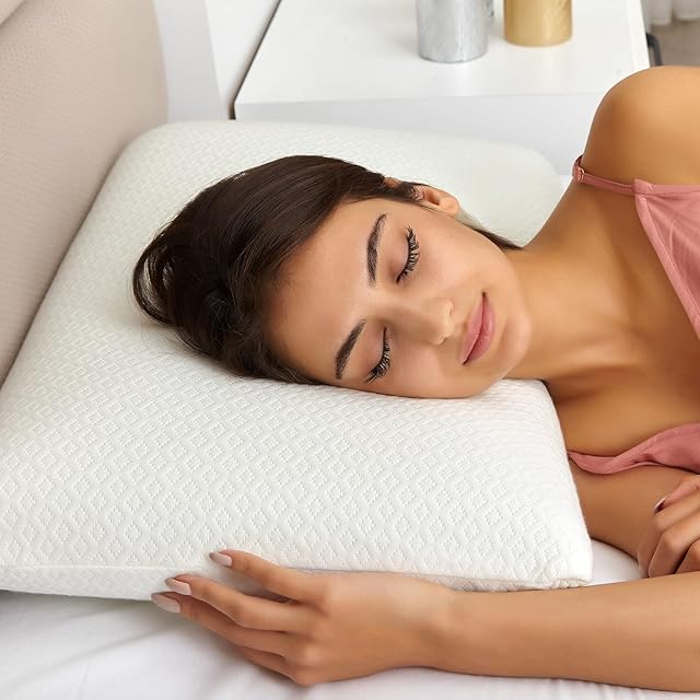 KIZZEN Memory Foam Pillow for Side Back And Stomach Sleepers.Ventilated Design, Orthopedic Pillow for Neck Support Made In EU Oeko-Tex Certified Bed Pillow 40x60x13 Cm.