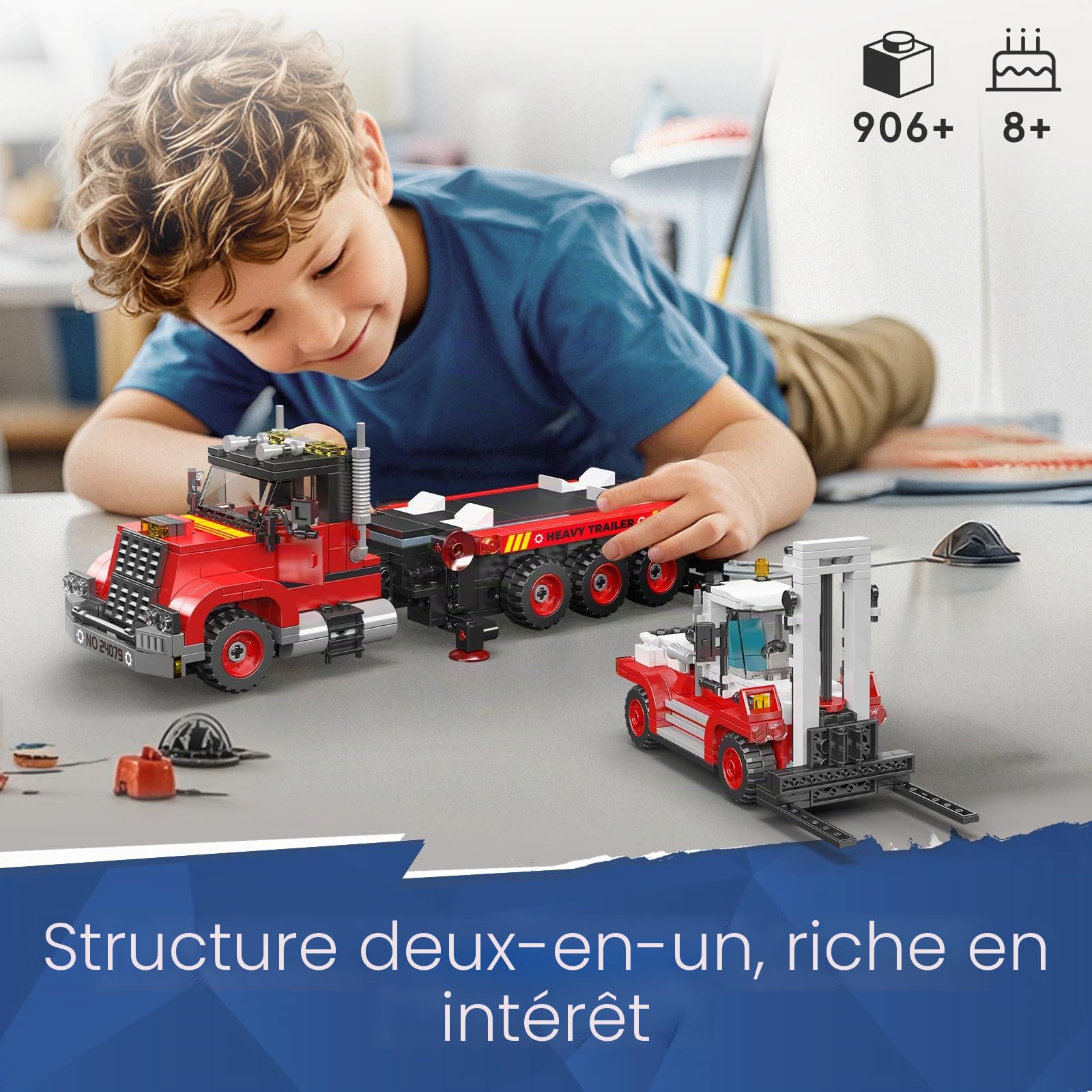 Mould King 24079 Chariot élévateur télécommandé technique 906 pièces Modèle de blocs de construction pour garçons et filles à partir de 8 ans (version statique)