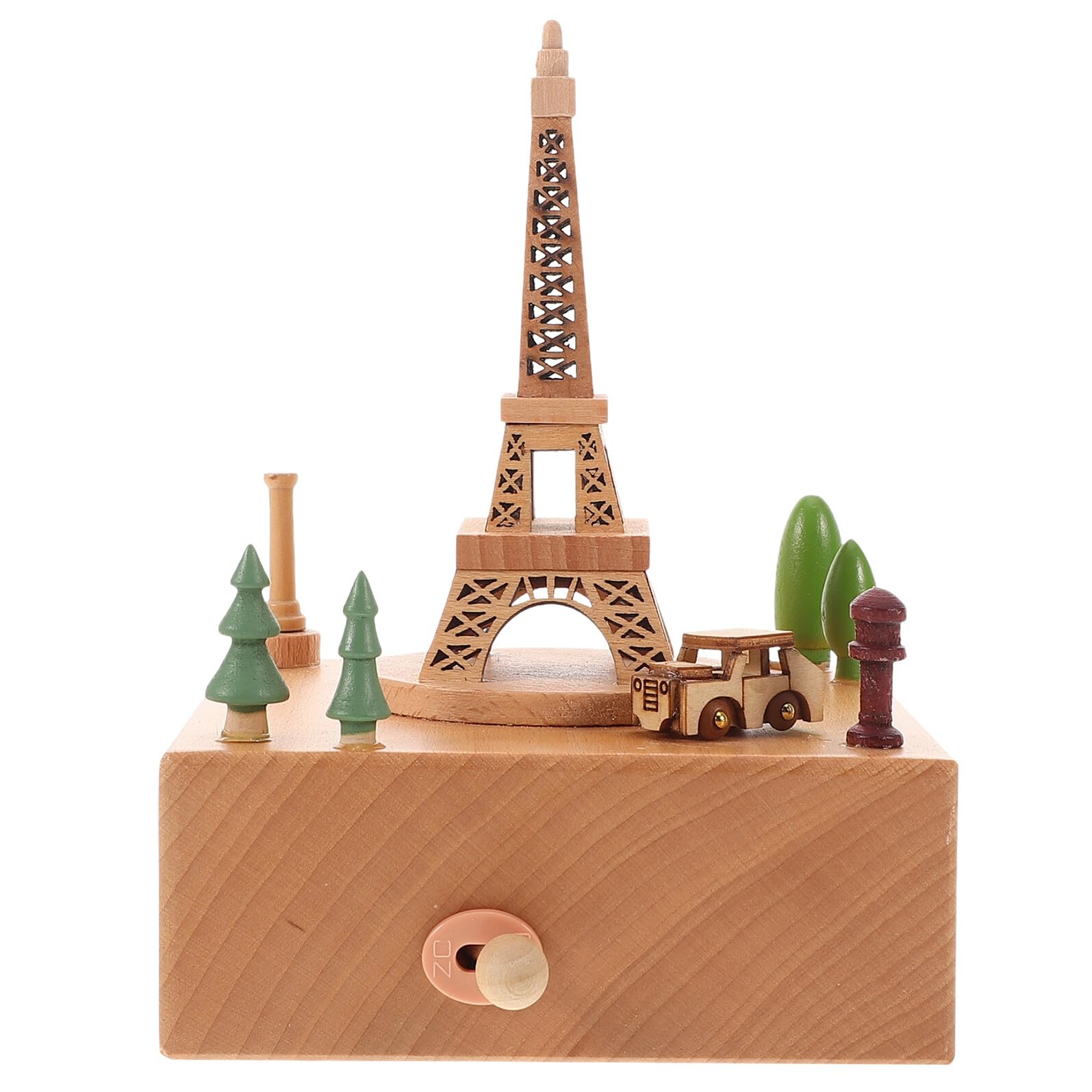 DOITOOL Caja de Música de Madera Creativa con Figura 3D de Torre Eiffel, Mecanismo de Cuerda, Mini Carrusel Musical para Niñas, Adorno Decorativo para Cumpleaños y San Valentín, Obsequio