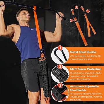 Pull Up Assistance Bands, Resistance Band for Pull Up Bar Workout, 8PCS Pull Up Bands Set for Enhanced Strength Training, Muscle Training, Back, Arm, with Feet Rest for Men Women, Adjustable