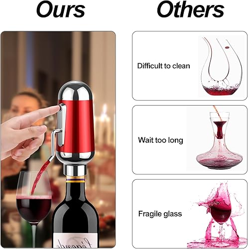Miniatura 2 de Aireador de vino, decantador eléctrico de vino mejorado, aireador de aire de vino, dispensador de vino con boquilla para entusiastas principiantes
