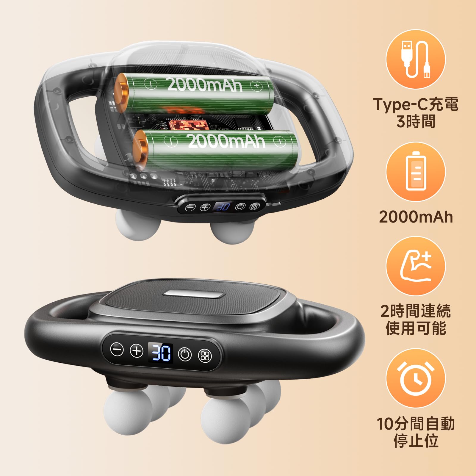 新品　筋膜リリースガン　S6　6000mAh大容量(12時間以上連続使用) Amazon | Tiamo 筋膜リリースガン 6倍効率の 筋膜リリース 4つの振動
