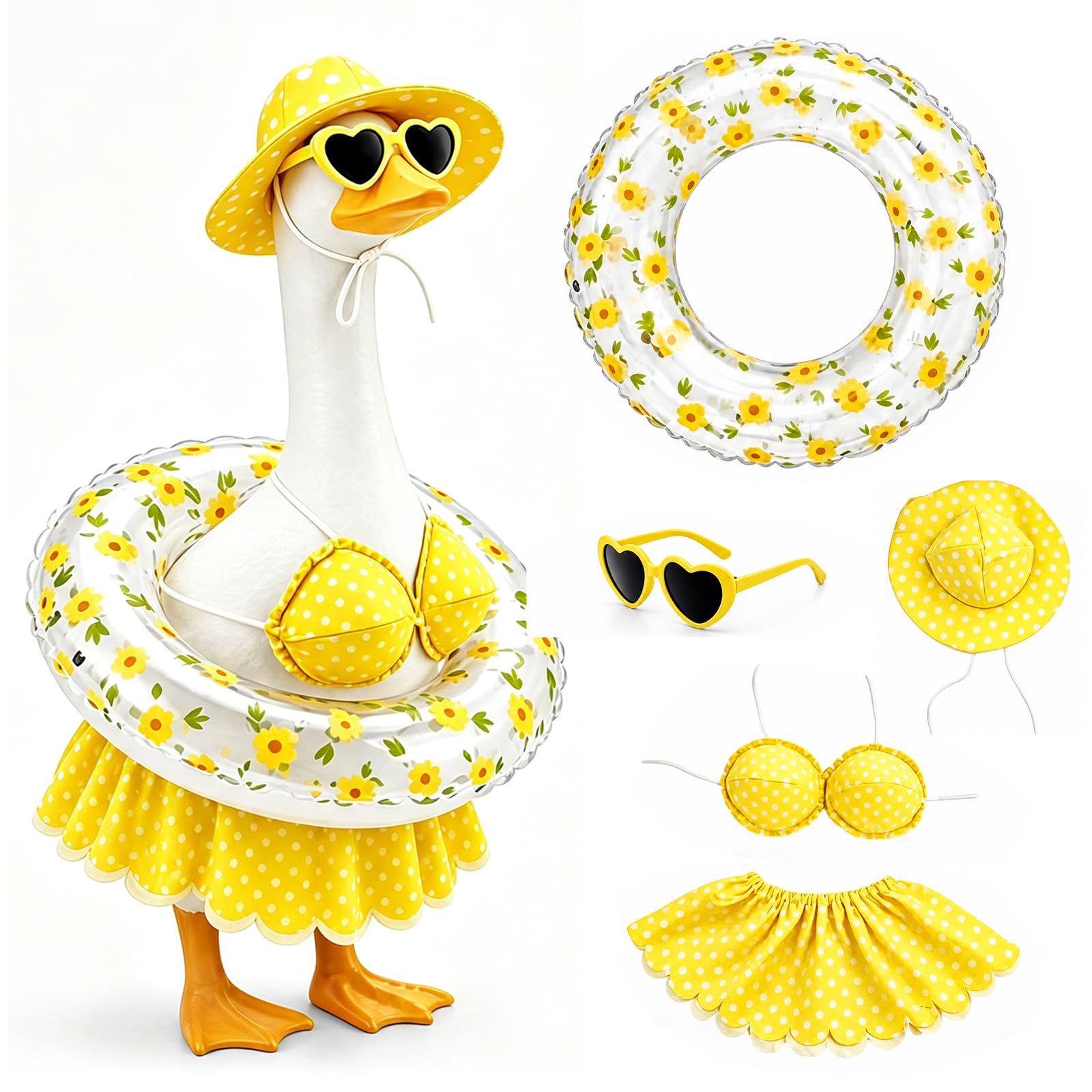 Hawaiian Porch Goose Outfit Bikini Costume Fits 23" Goose Statue Yellow