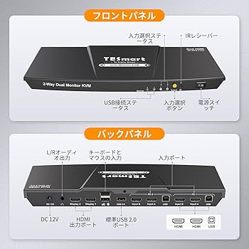 Amazon.co.jp: TESmart KVMスイッチ HDMI デュアルモニター 2