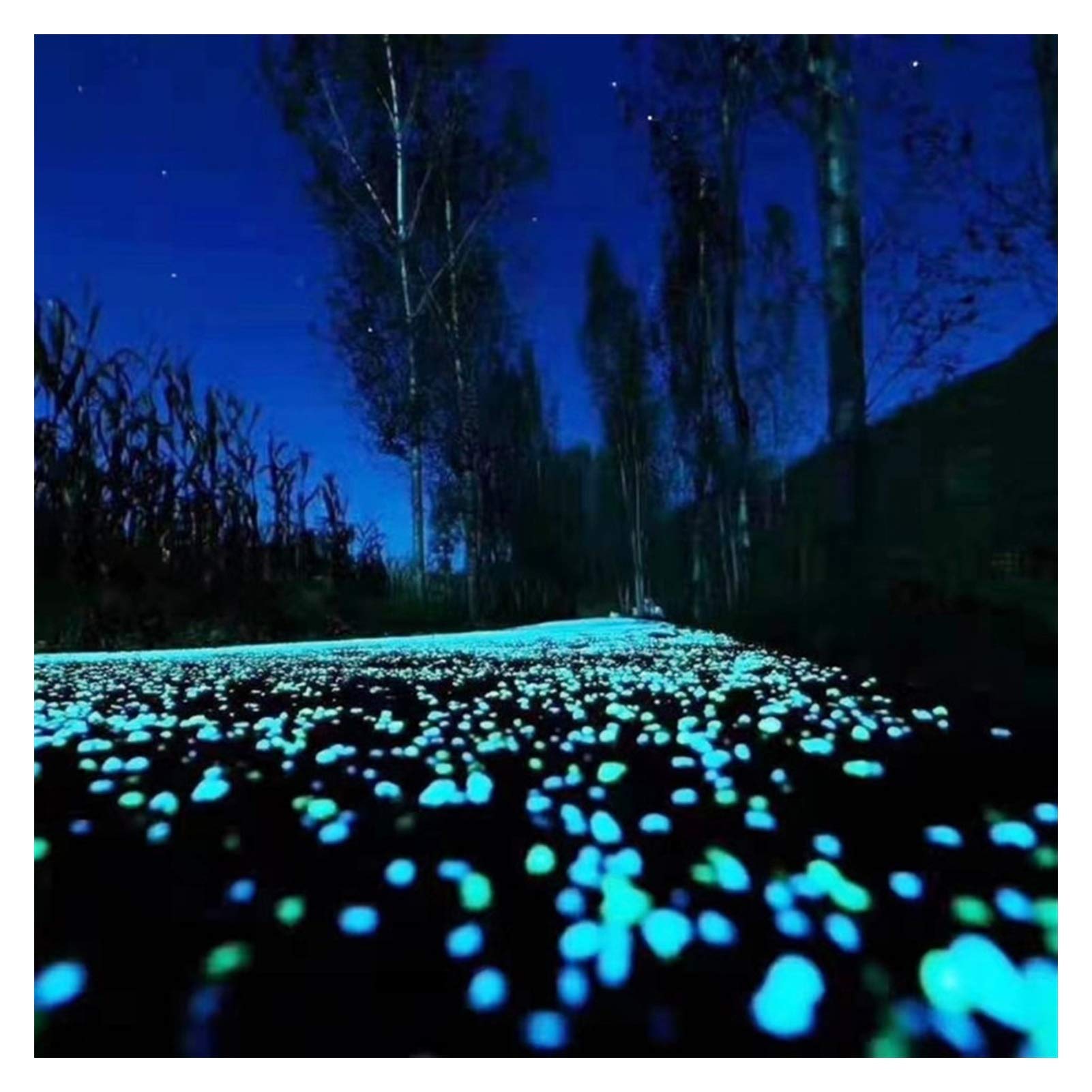 Pietre Luminosi Ciottoli Artificiali Che Incandescono Blu Nel Buio, Parco Interno Ed Esterno Giardino Marciapiede Acquario Decorazione Solare Pietra (Size : 100PCS