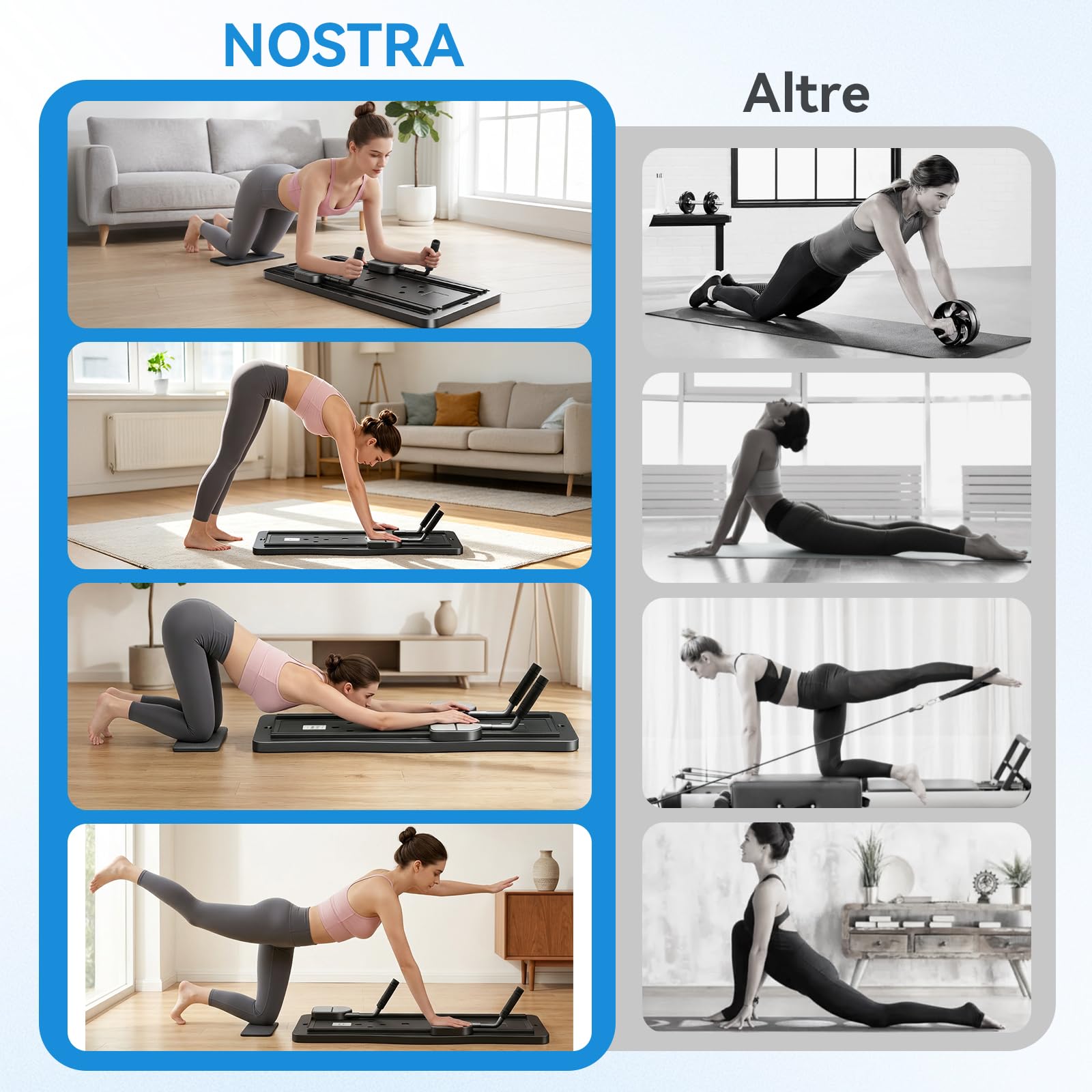 Pilates Reformer, Pilates Board Pieghevole,Macchina Pilates Portatile,Allenamento Completo del Corpo per Casa,Macchina per Esercizi Addominali Rimbalzo Automatico