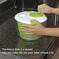Vista 4 de Lavadora de secadora giratoria de ensalada, manivela grande profesional, utensilios de cocina para ensalada, manivela de mano, multifuncional
