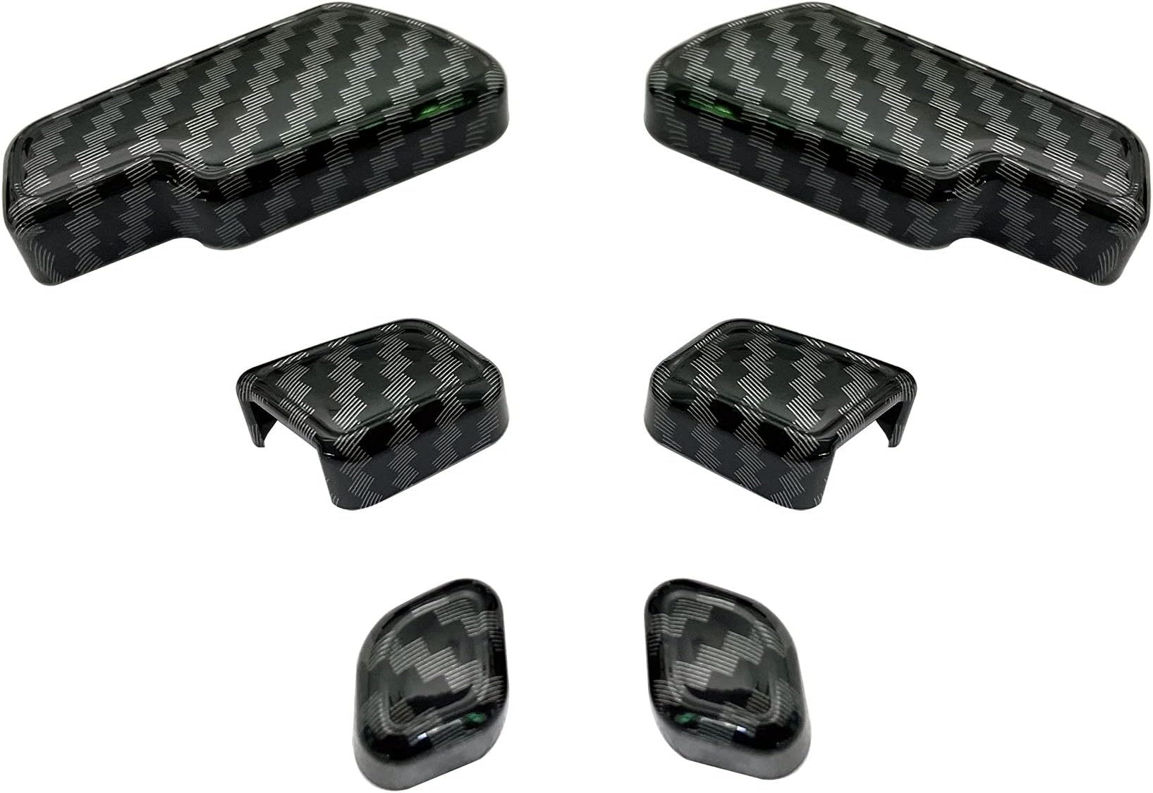 6pcs/set Carbon Fiber Style Interior Door Seat Adjust Button Switch Cover Trim Decor Compatible with Mercedes Benz W204 W205 W212 W218 X204 X166 C E GLK GL ML Class GL450 Inside Auto Tuning