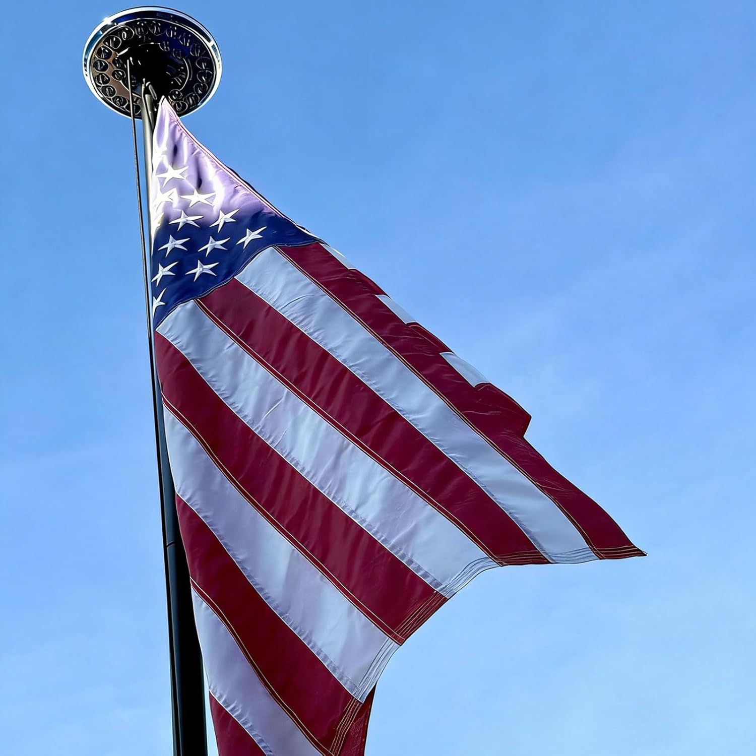 25FT Heavy Duty Black Aluminum 2.68" Bottom Tube Flag Pole Kit with Deluxe Solar Light, Outside House or In-Ground Commercial Use – Ultra Thick Diameter, 100MPH Wind Tested