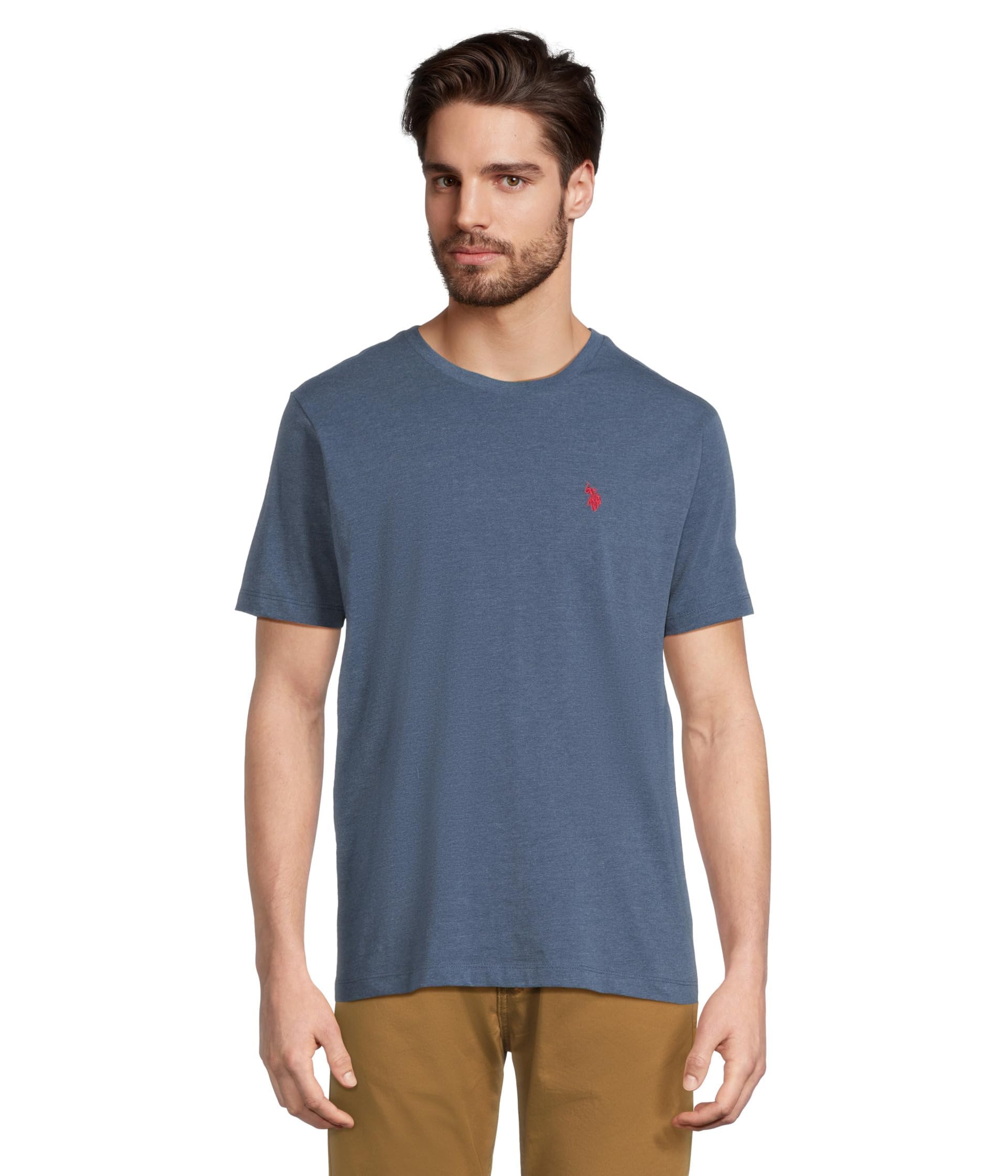 U.S. POLO ASSN. Men's Crew Neck Small Pony T-Shirt, Blue Water Heather, S
