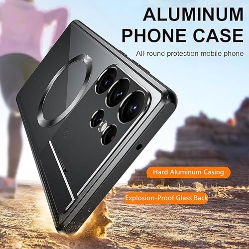 Miniatura 5 de Funda para teléfono Samsung S21S22S23 con soporte plegable de succión ultra magnética, carcasa magnética de metal para ventana grande, carcasa