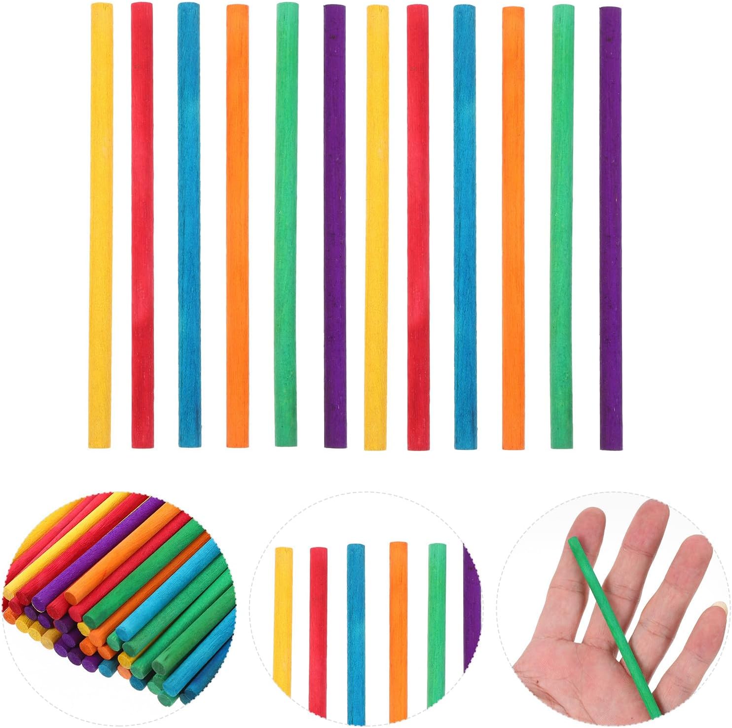 jojofuny 500 Pcs Rounded Wooden Ice Pop Sticks for DIY Ice Cream Making Smooth Edges Craft Sticks for Handmade Projects Party Treats and Educational Activities