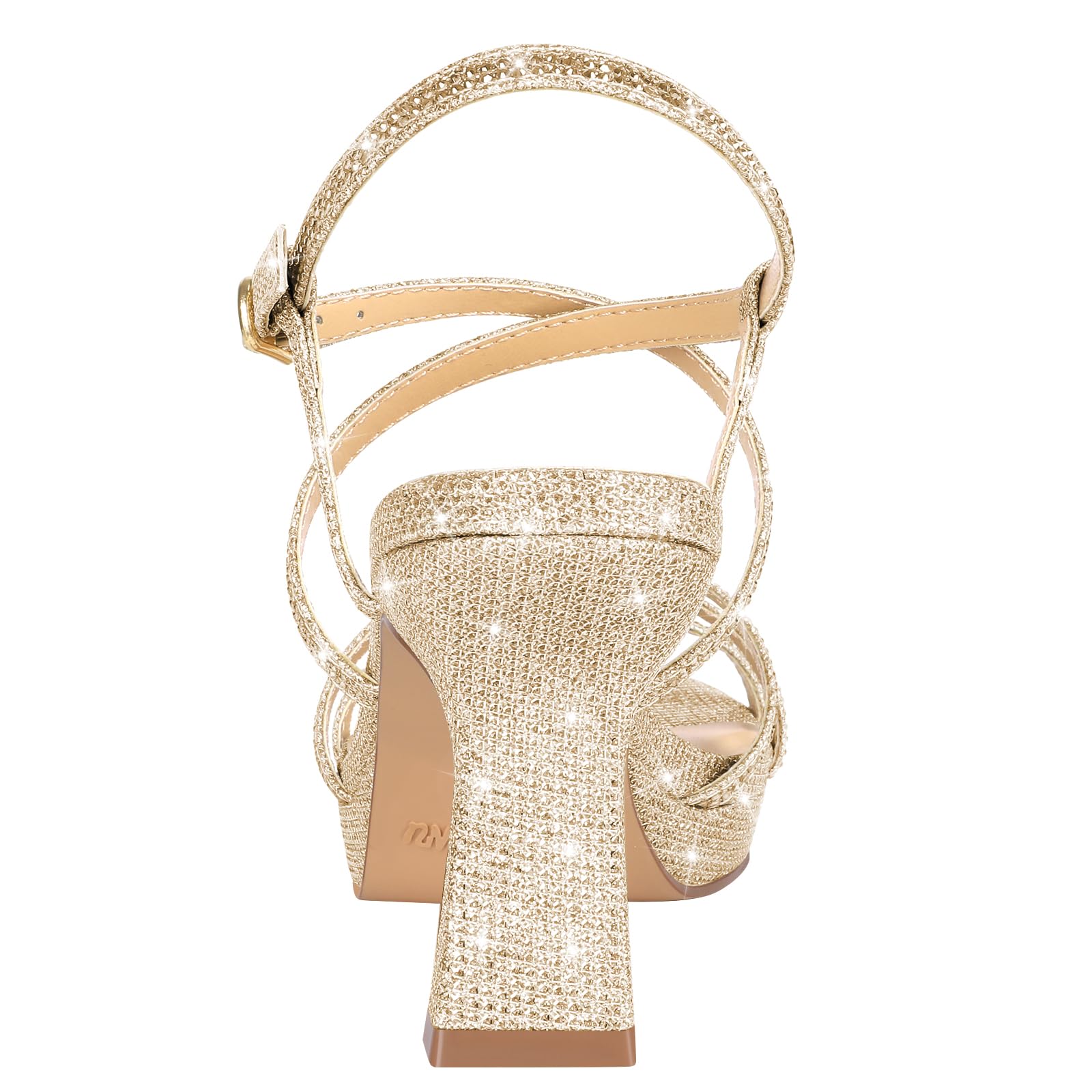 PIZZ ANNU Stellora Plateau Sandalen Damen Glitzer Elegante Sandaletten Sommer Offene mit Absatz Blockabsatz Party Hochzeit Riemchensandalen Bequem Hohe Schuhe