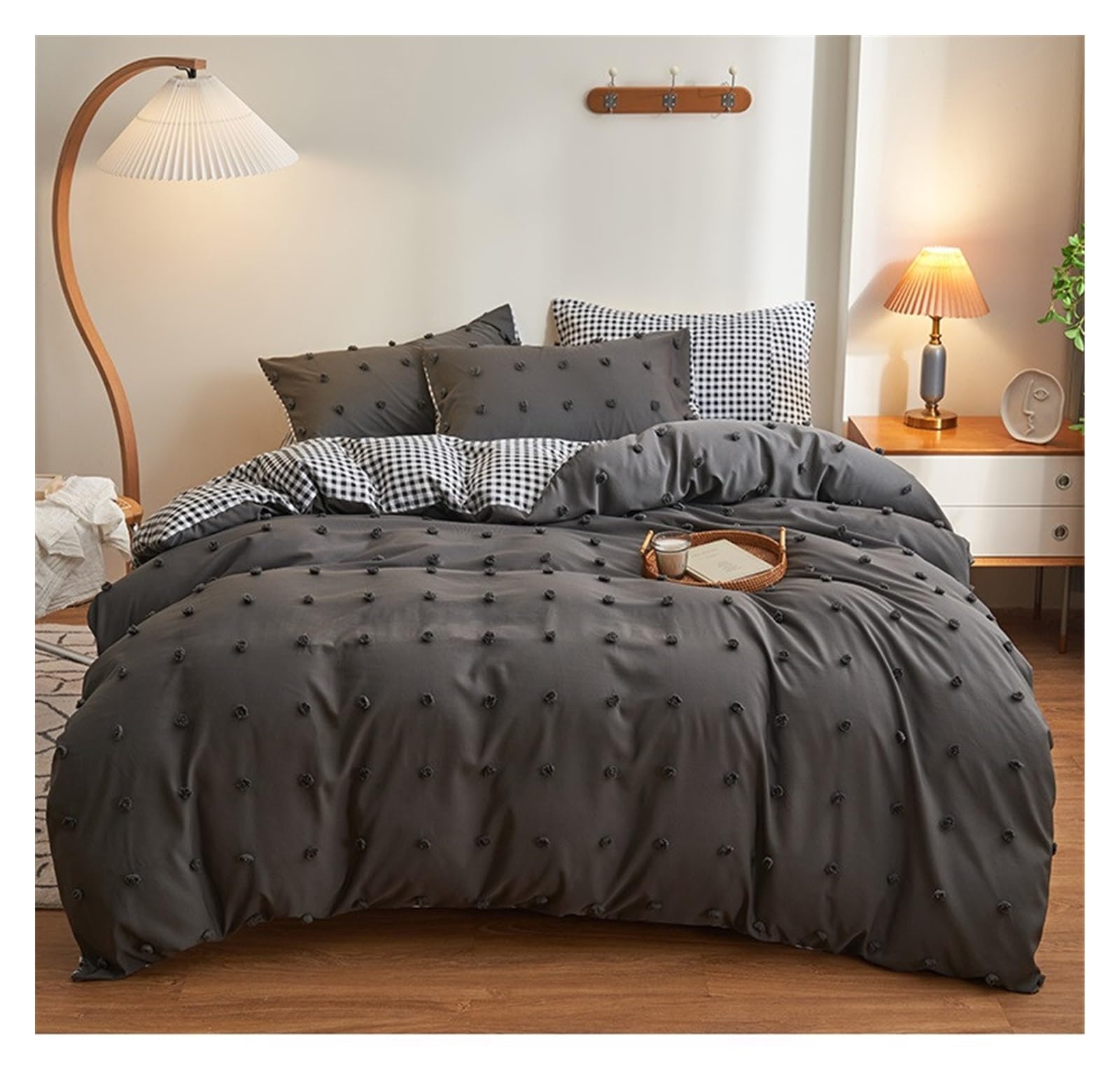 Linge de lit à fleurs coupées jacquard avec housse de couette et draps haut de gamme
