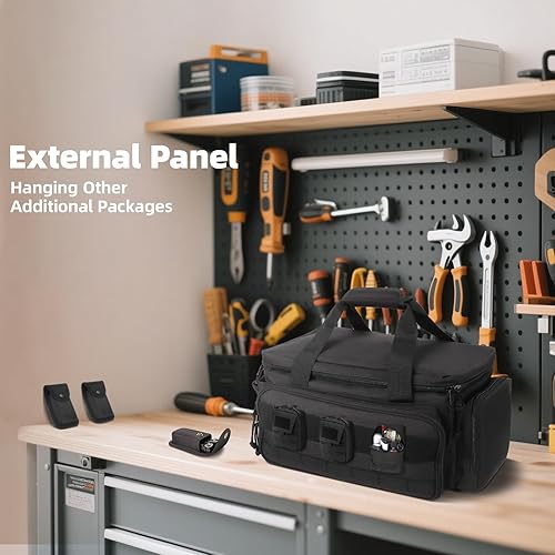 Miniatura 7 de Bolsa de herramientas de 14 pulgadas para hombres, bolsa de herramientas de nailon 300D con múltiples bolsillos para organizar accesorios, bolsas de