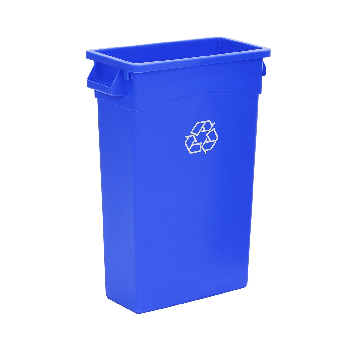 Rectangular Commercial Slim Trash Can, w/Recycle Logo