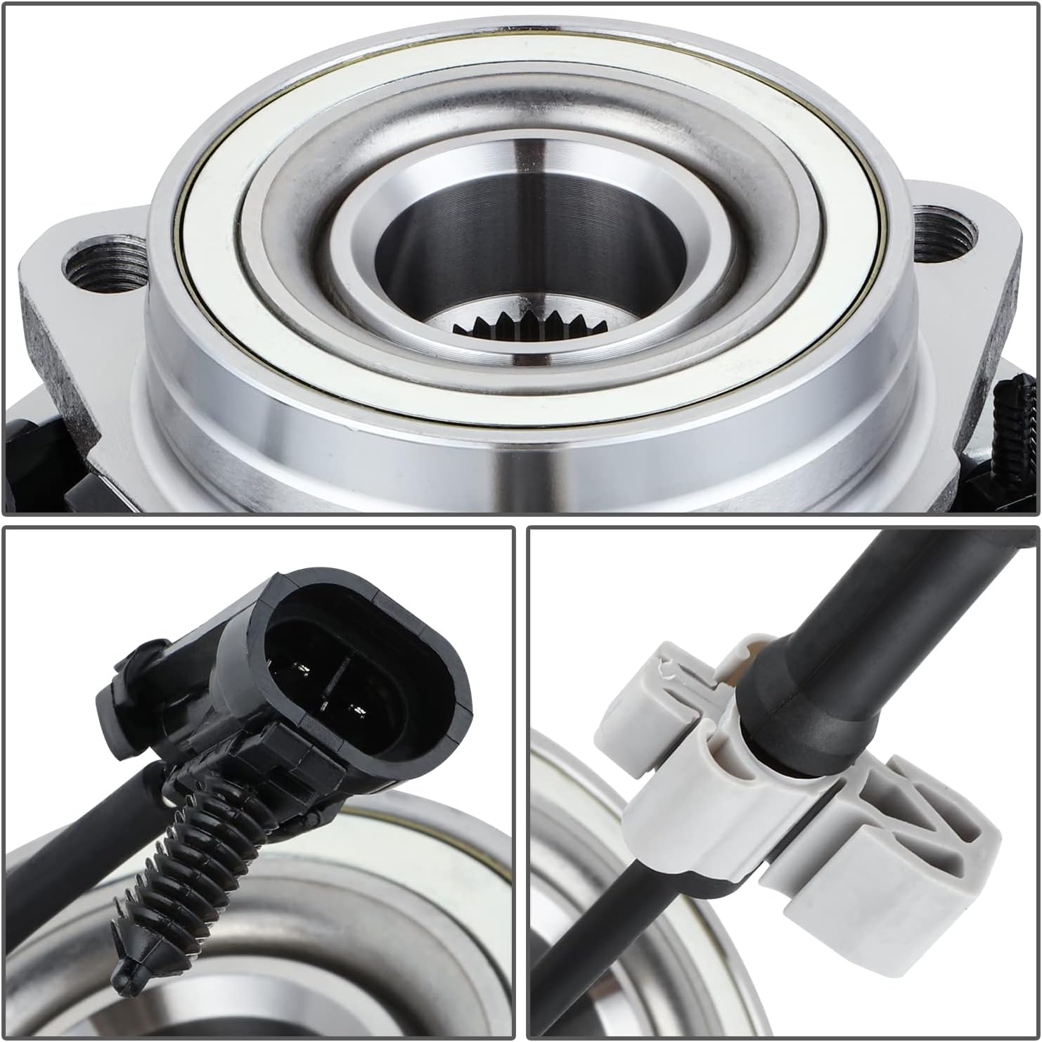 Auto Dynasty [ABS Sensor Model]OE Style Front Wheel Bearing Hub Assembly with Plug & Cable Compatible with Cadillac Escalade Chevy Express GMC Sierra Yukon 99-14, Driver or Passenger Side, Bare Steel