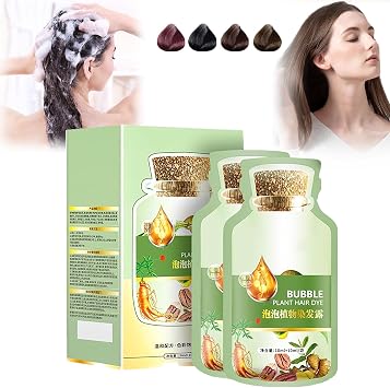 2024 New Natural Plant Hair Dye,Botanical Bubble Hair Dye 20ml x 10 packs,Fruitcolor Hair Dyeing Cream Natural Plant Hair Dye Shampoo,Pure Plant Extract Color Chestnut Brown