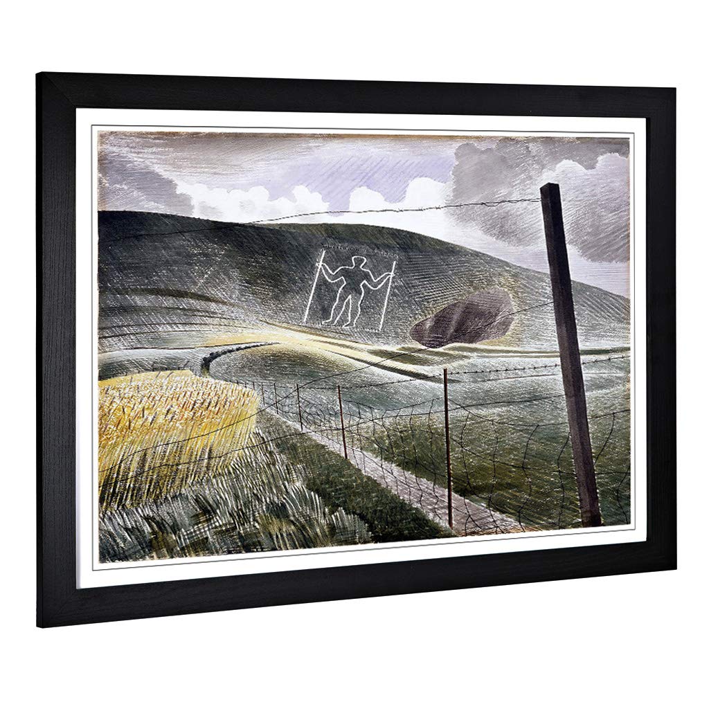 Big Box Art Framed Print of Eric Ravilious Wilmington Giant Design | Wall Art Picture | Home Decor for Kitchen, Living Room, Bedroom, Hallway, Black, A2 / 24.5x18 Inch / 62x45cm