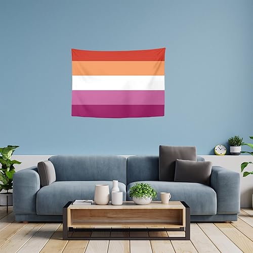 Miniatura 3 de YongColer Tapiz de bandera del orgullo lésbico, decoración de pared lésbica para dormitorio, sala de estar, dormitorio (40 x 30 pulgadas)