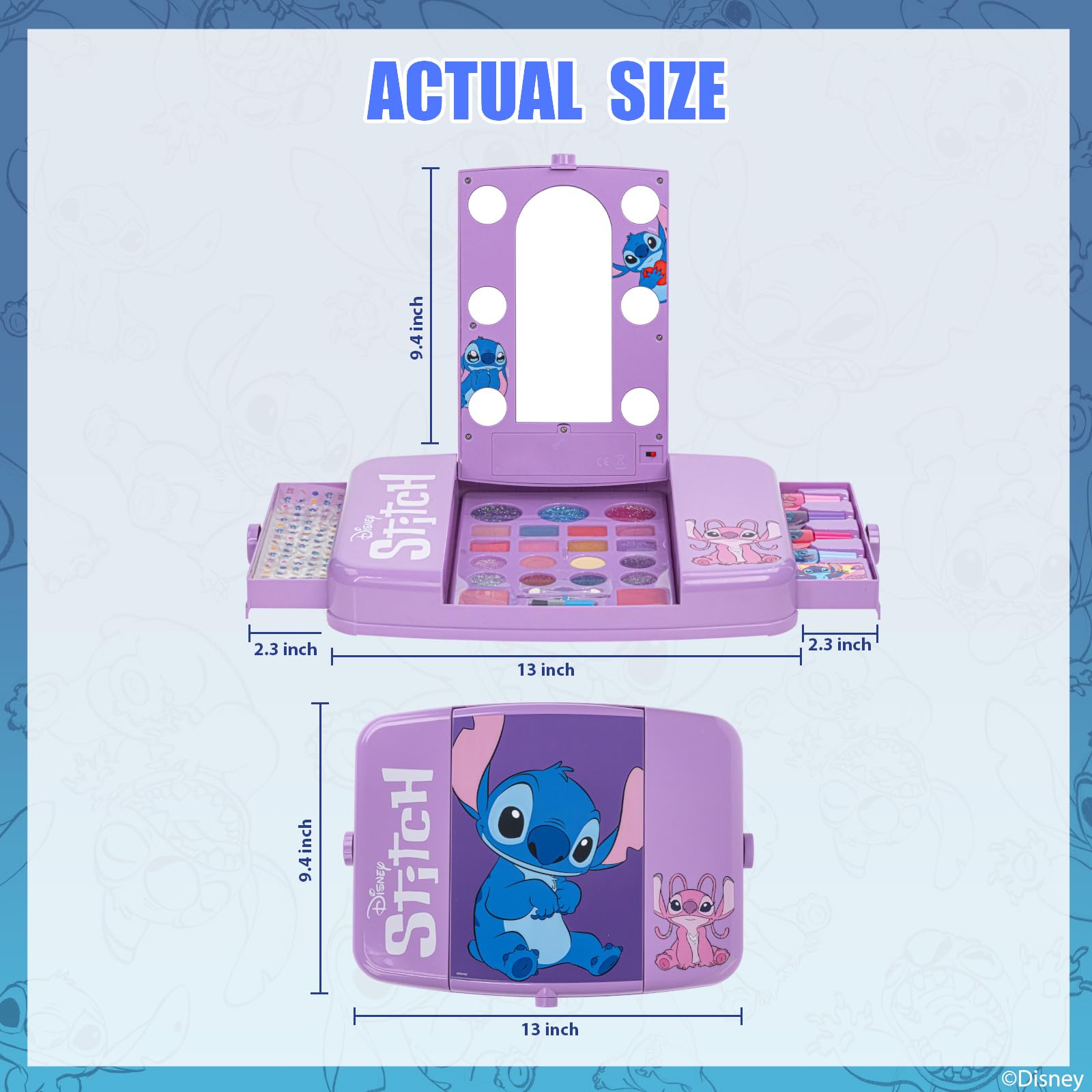 Stitch Coffret Maquillage avec Miroir Lumineux Gloss & Vernis