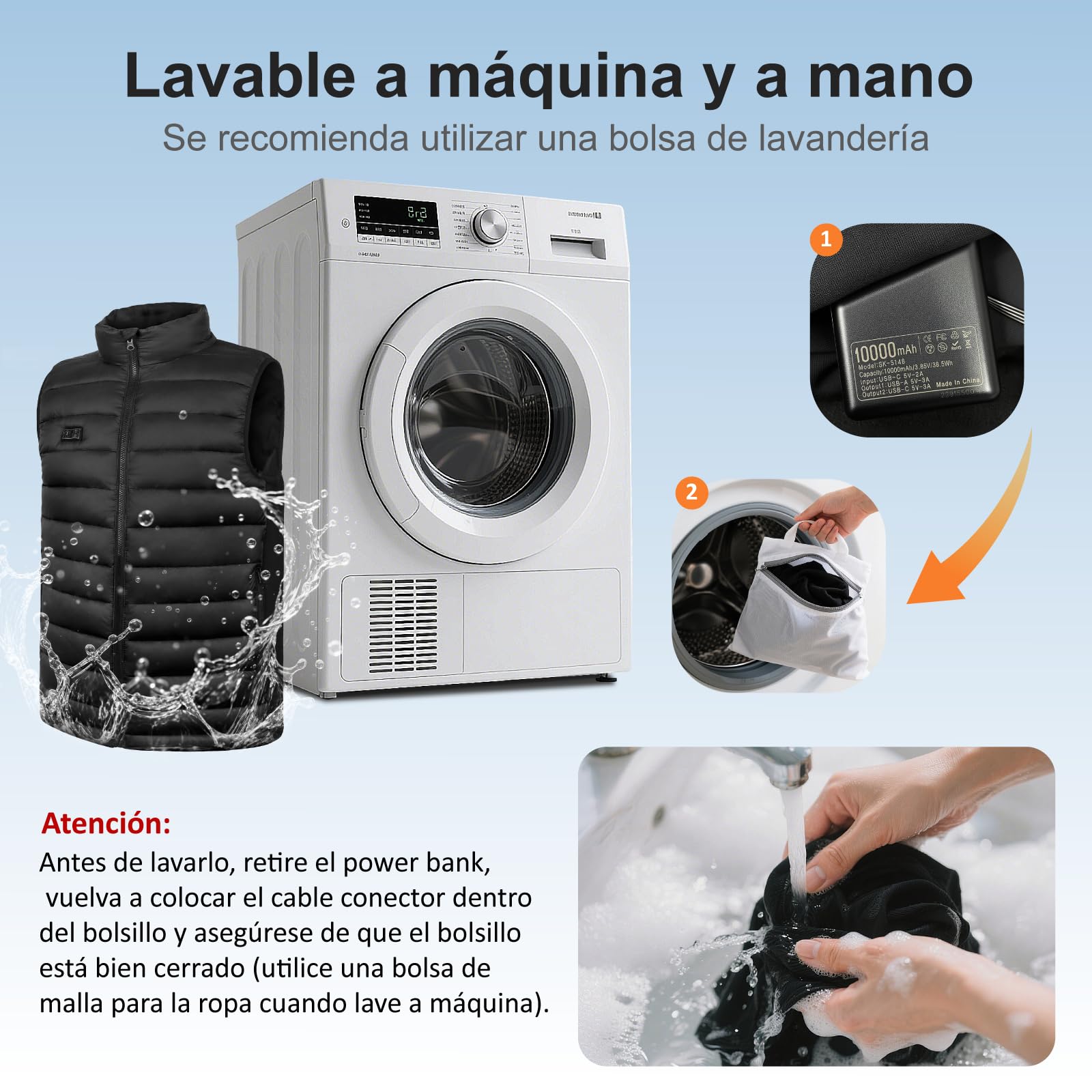 seenlast Chaleco Calefactable Hombre Mujer con Batería, 4 Zonas Calefactables 3 Niveles Temperatura Ajustables, Lavable, Chaleco Térmico Sin Mangas Ligera de Invierno para Exteriores
