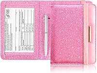 Vista 1 de Caweet Funda para tarjeta de vacunación, portapasaporte, cartera de cuero para tarjetas de vacunación con cierre de banda elástica, Rosa