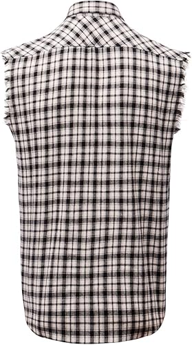 Miniatura 2 de Camisa sin mangas a cuadros para hombre, camisas vaqueras con botones