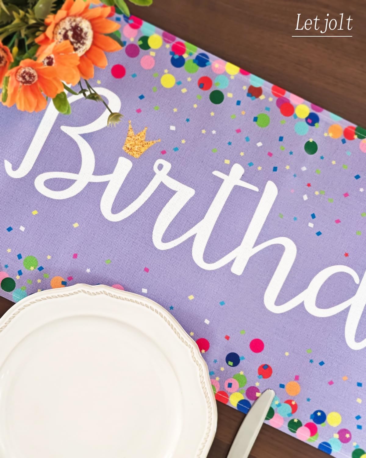 Happy Birthday Table Runner - Light Purple -3 Happy Birthday Table Runner - Light Purple -3