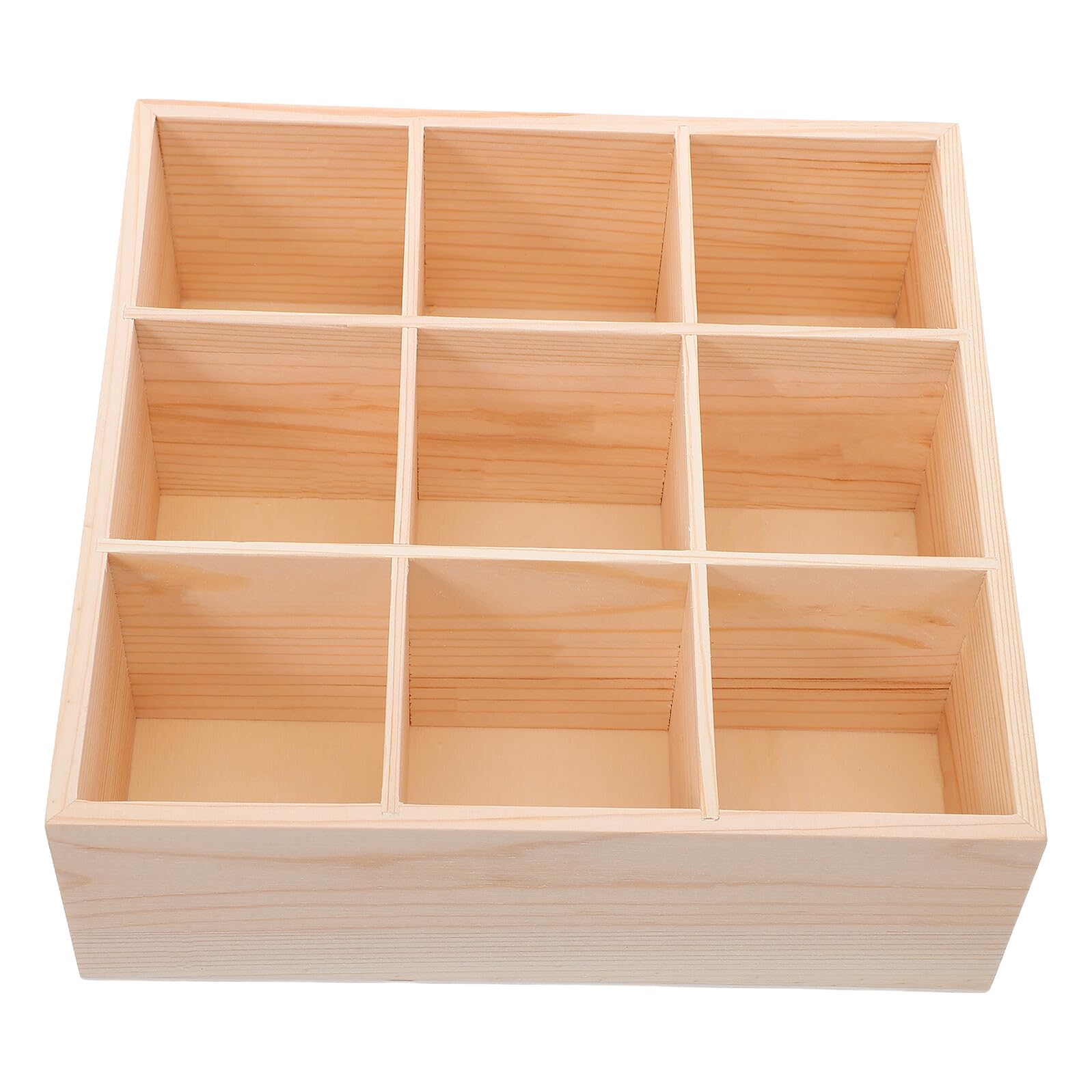 Holz-Trennbox mit 9 Fächern, 8 cm hoch, für Schubladen und Schreibtische, Aufbewahrungsbehälter für Schmuck, Tee, Bastelbedarf, Zuhause und Büro