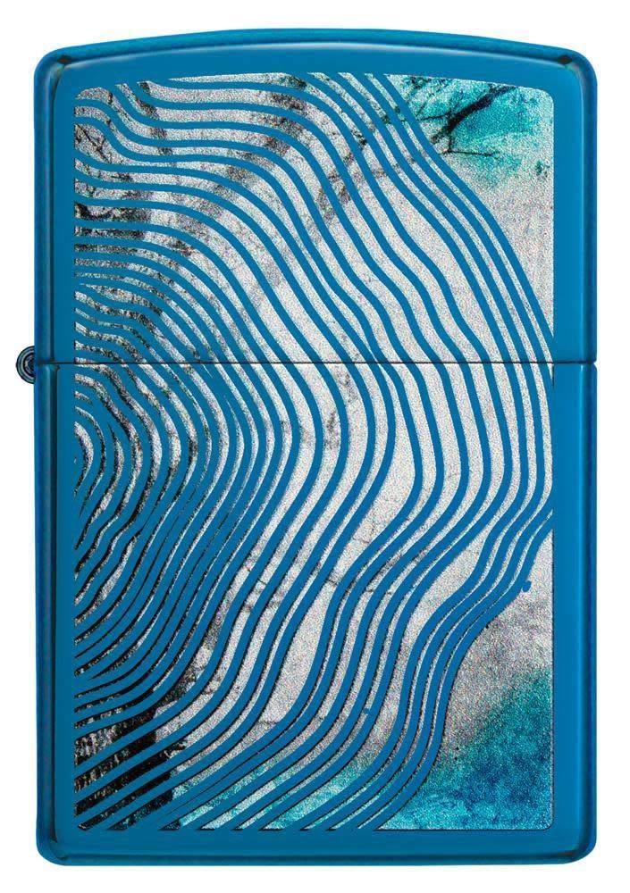 Zippo Sturmfeuerzeug - Baumringe - High Polish Blue, Blau - Colour Image - Nachfüllbar - Wiederverwendbar - Windfestes Design - Geschenkbox - Made in USA