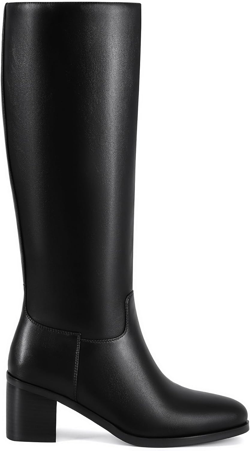 Boots for Women Wide Calf Boots Knee High Boots Women with Pointed Toe Almond Toe Chunky Block Heel Boot - Image 5