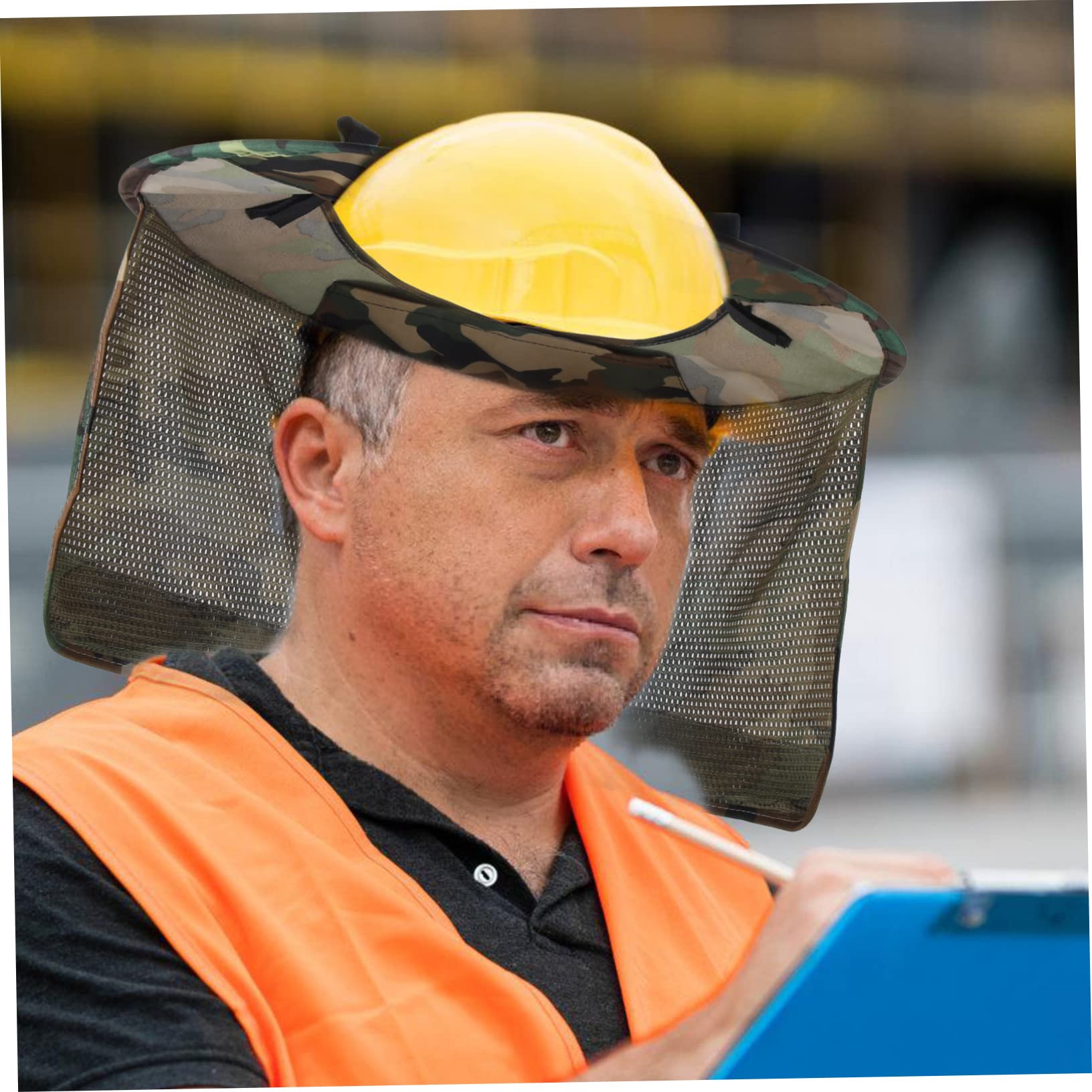 NUOBESTY Visier-Hutabdeckung Sonnenhut Hüte Schweißschutz für Mützen Schutzhelm Sonnenschutz Rand BAU Hut Abdeckung Schattenabdeckung für Schutzhelme Nackenschirm Polyester Tarnung